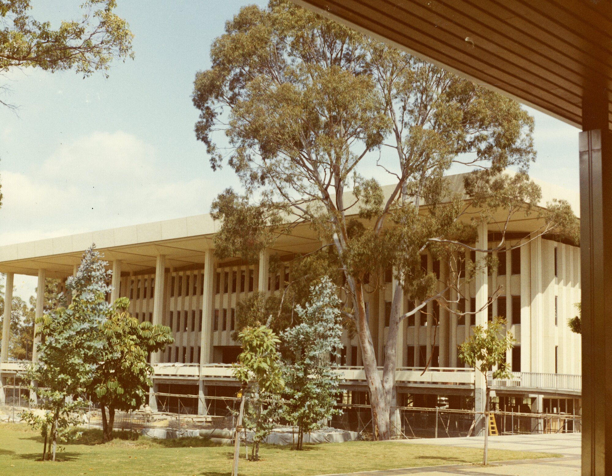 4820P - View of Reid Library nearing completion from Physics walkway - 1963