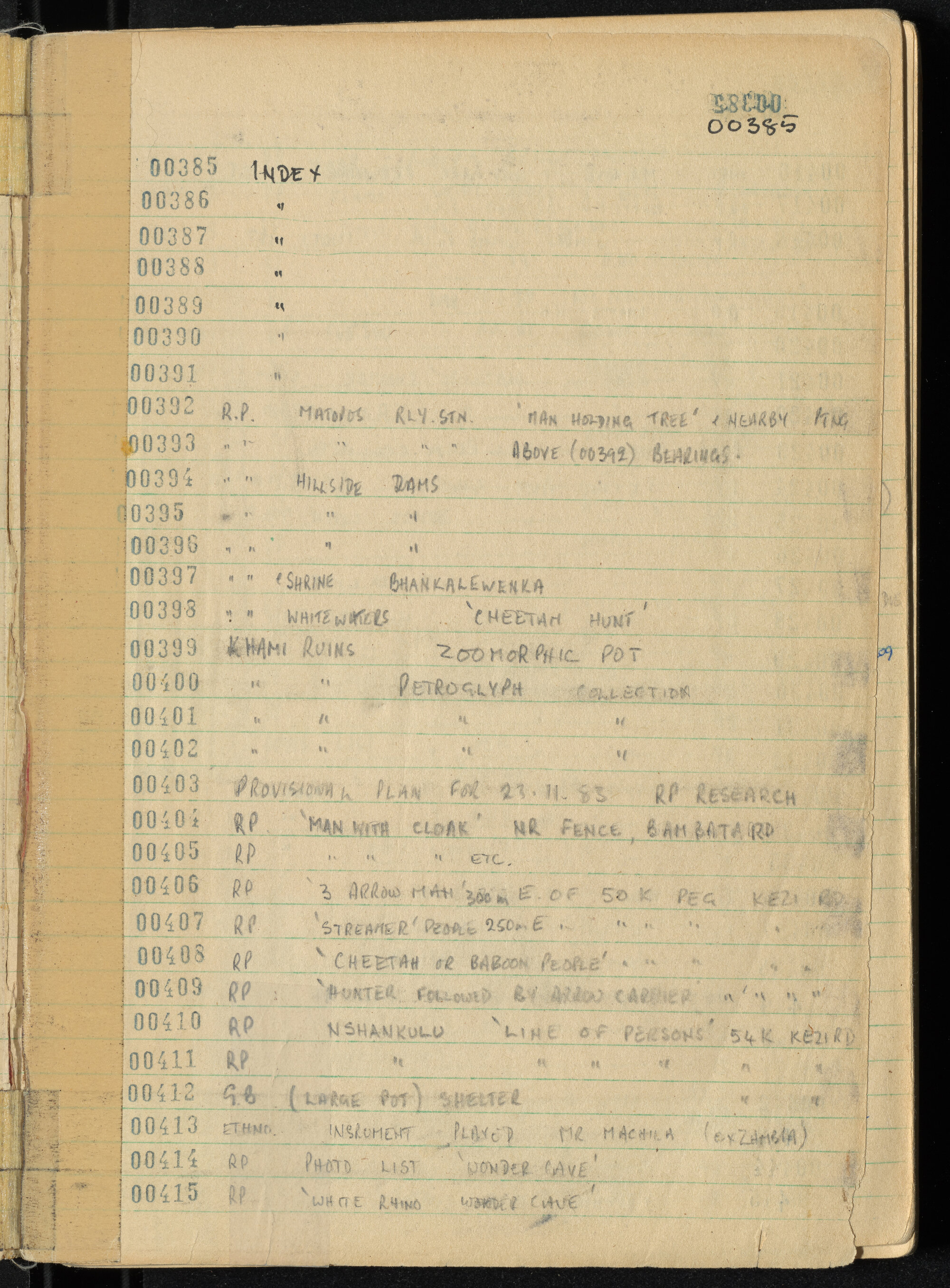 Peter Genge field notes. 00385