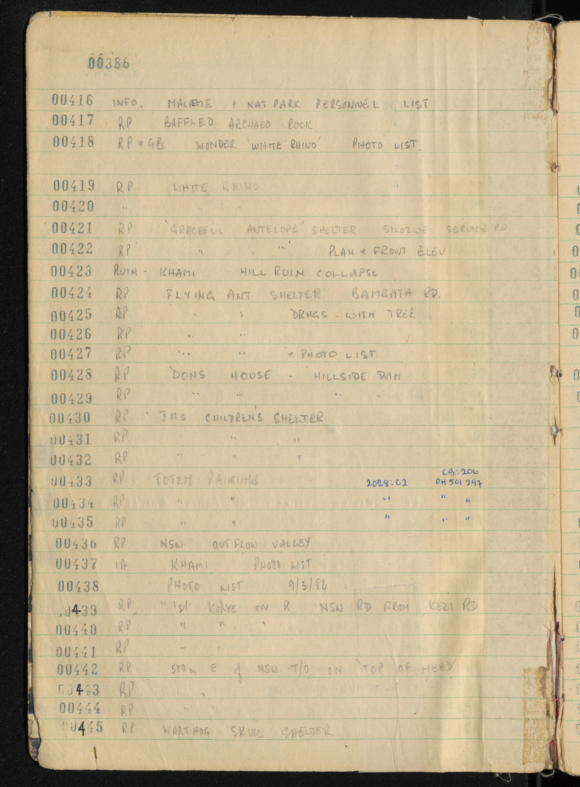 Peter Genge field notes. 00386