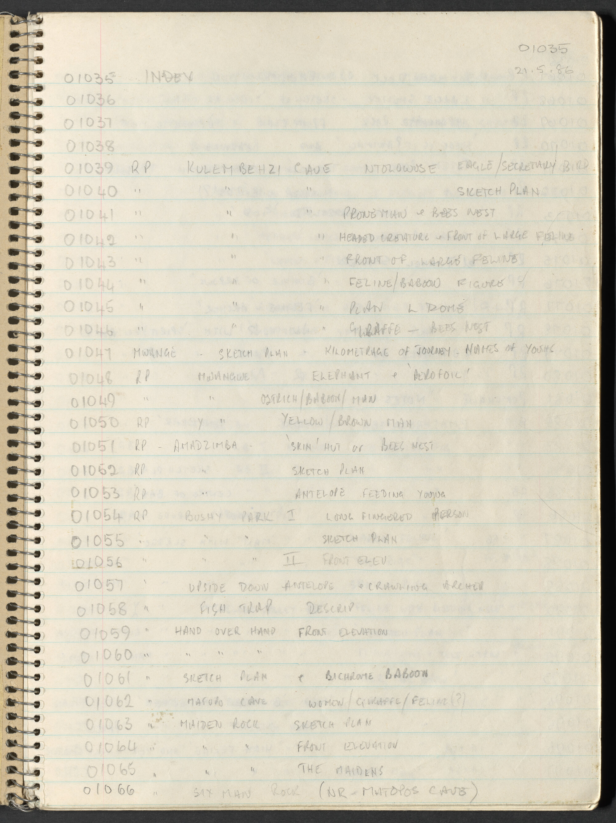 Peter Genge field notes. 01035