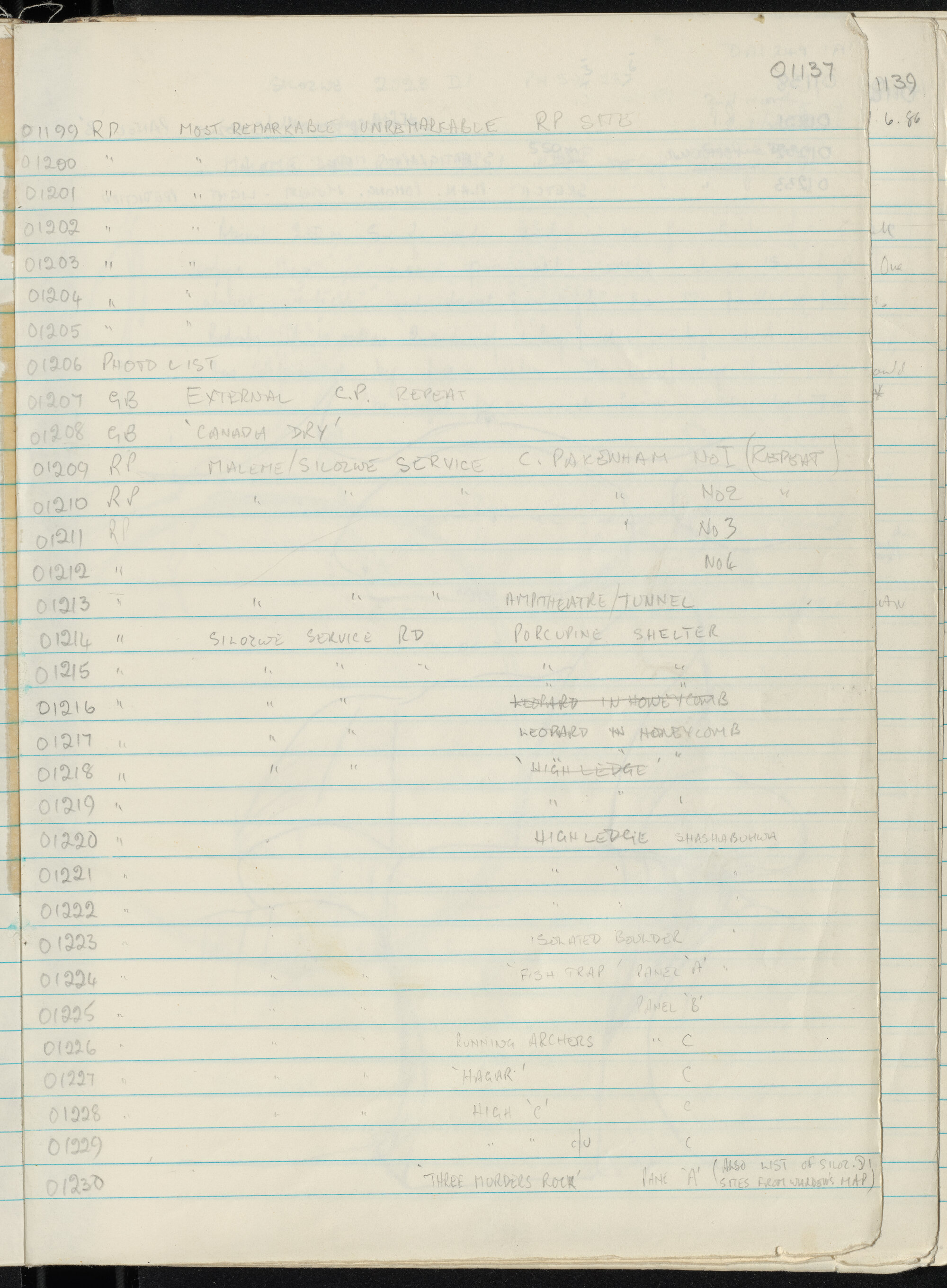 Peter Genge field notes. 01137