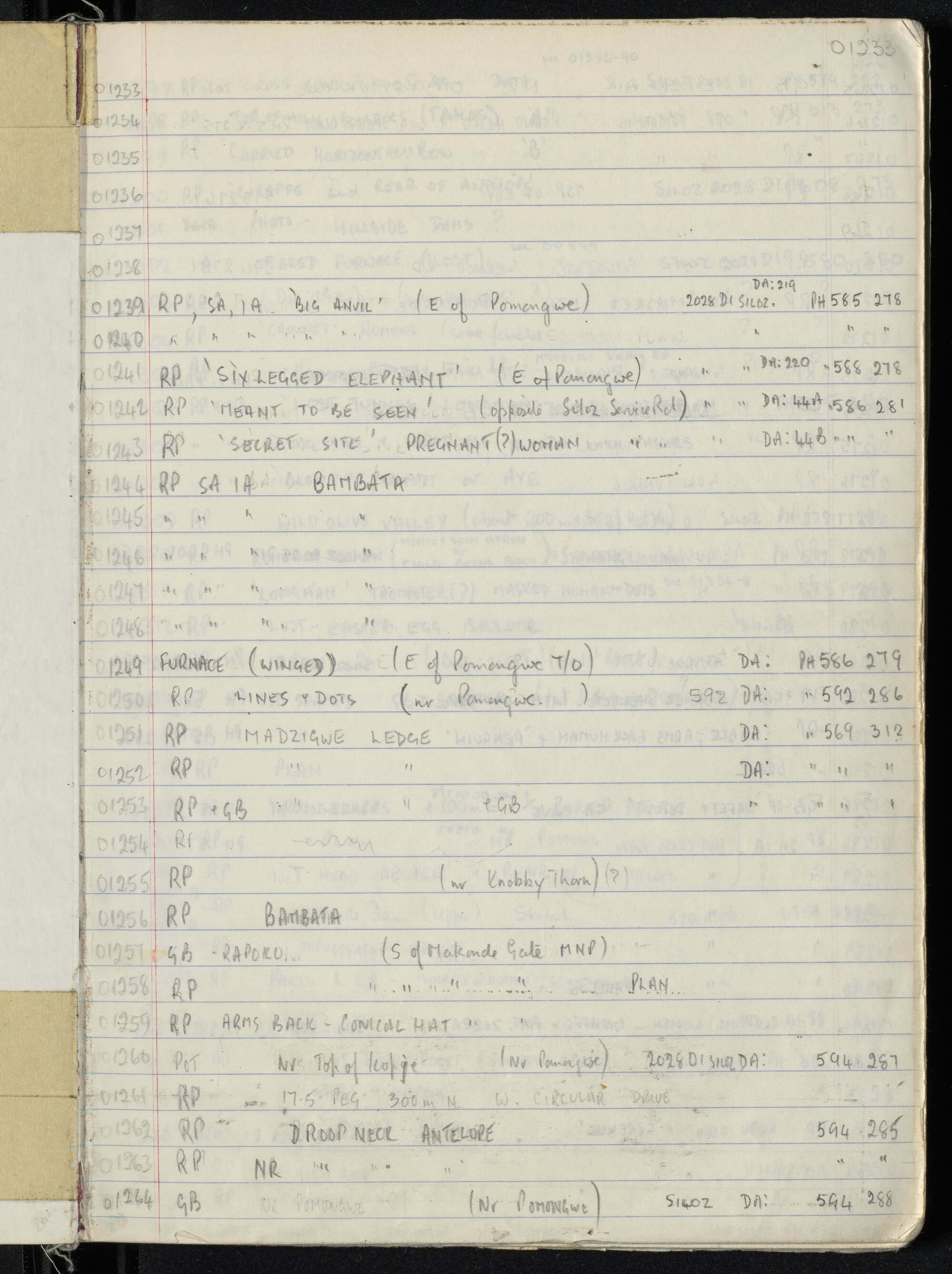 Peter Genge field notes. 01233
