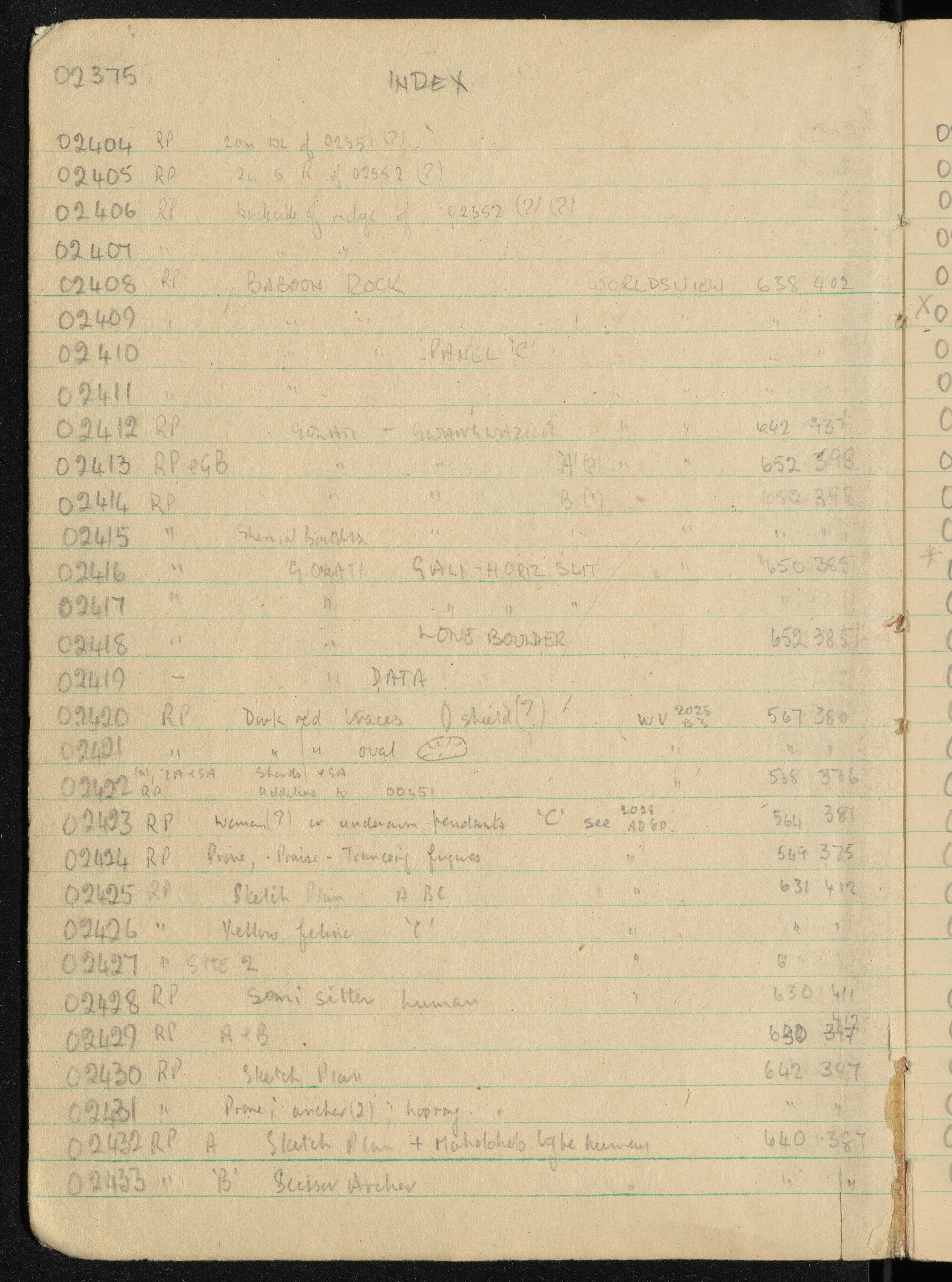 Peter Genge field notes. 02375