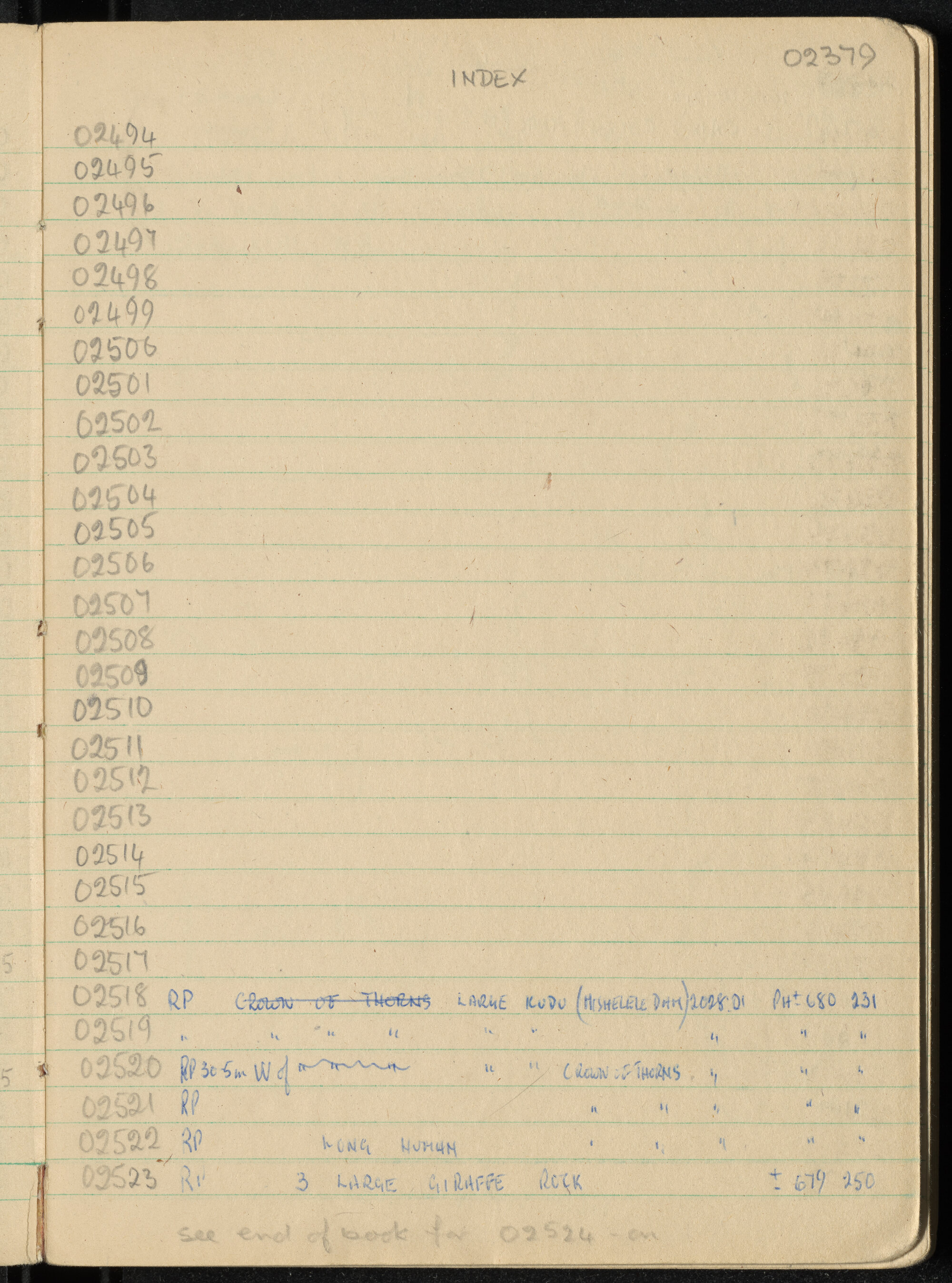 Peter Genge field notes. 02379