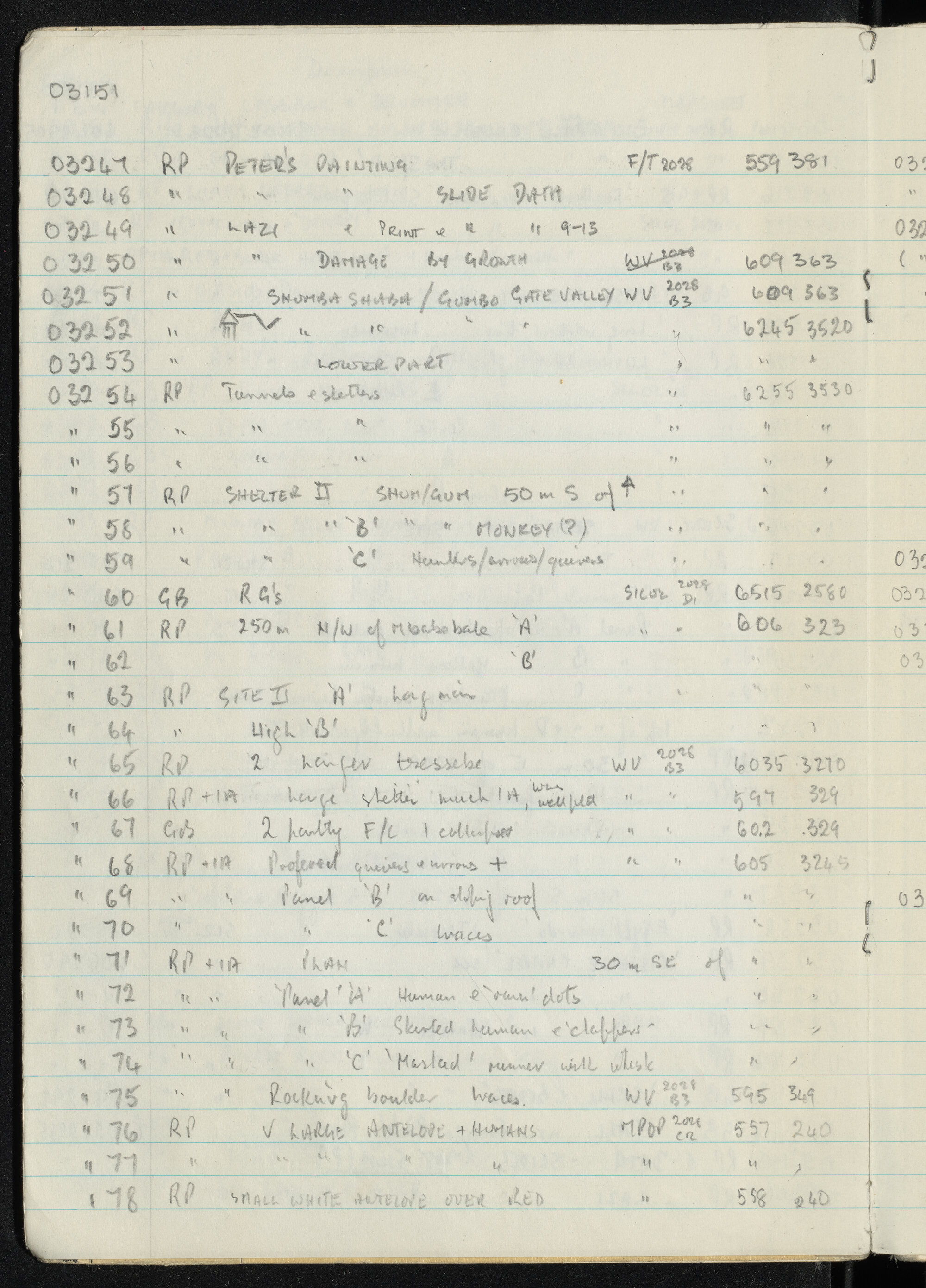 Peter Genge field notes. 03151