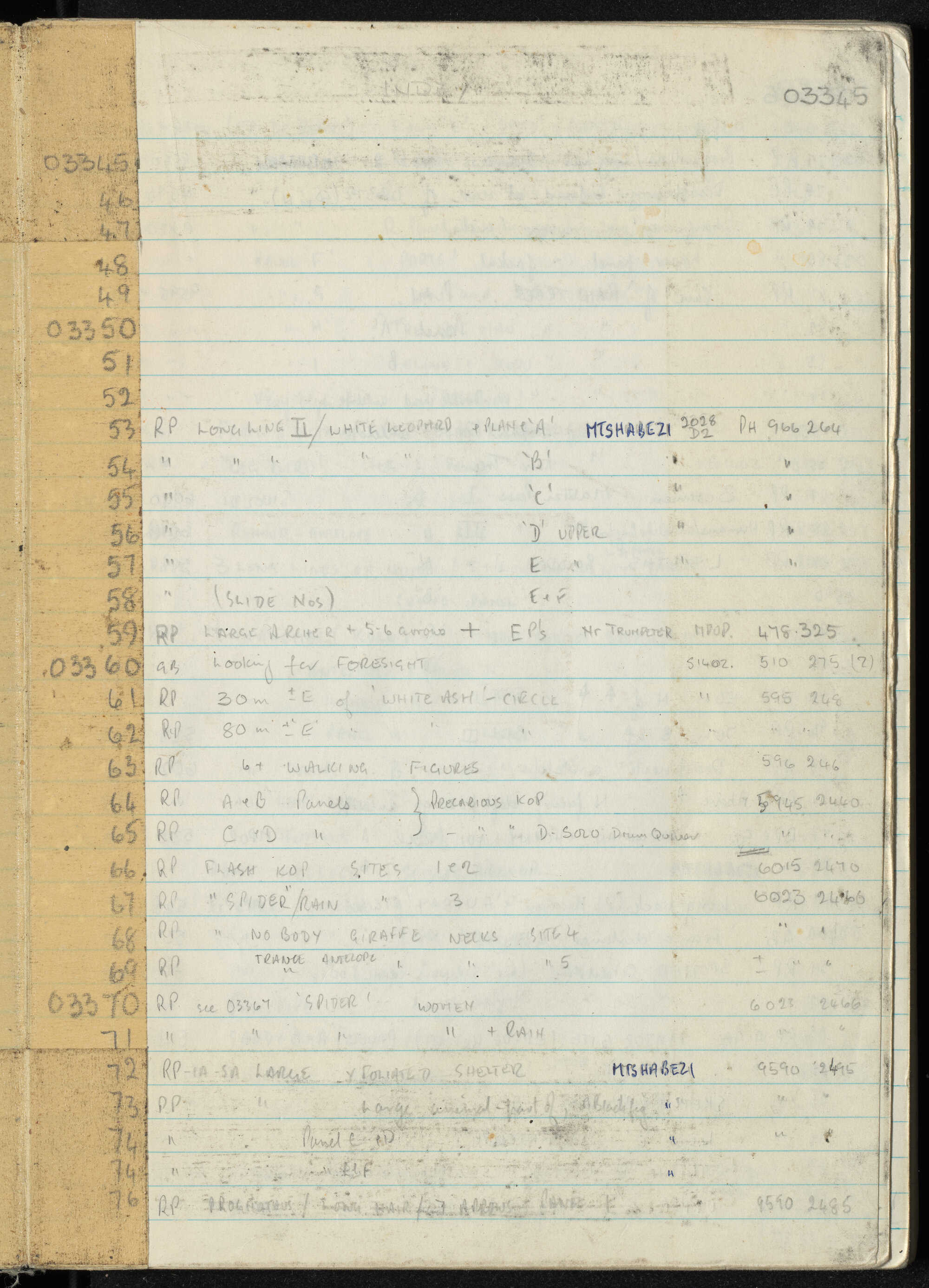 Peter Genge field notes. 03345