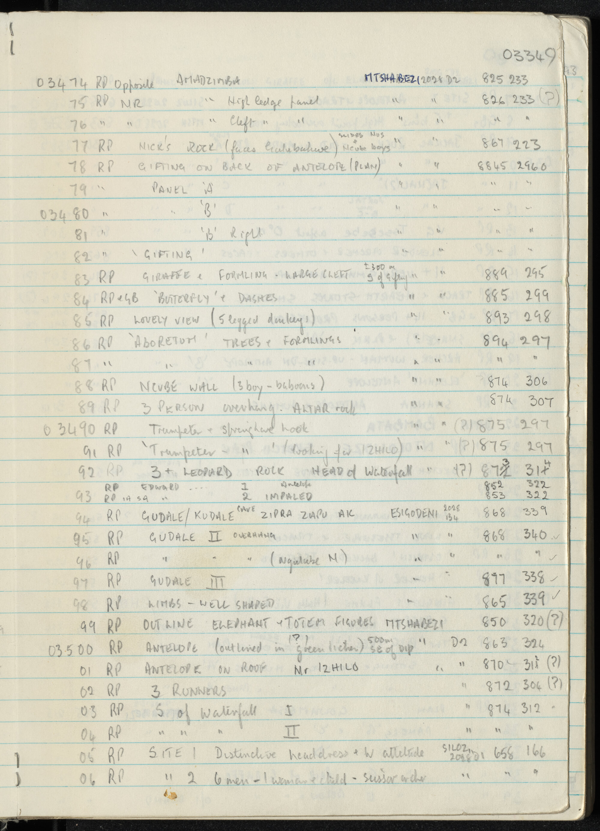 Peter Genge field notes. 03349