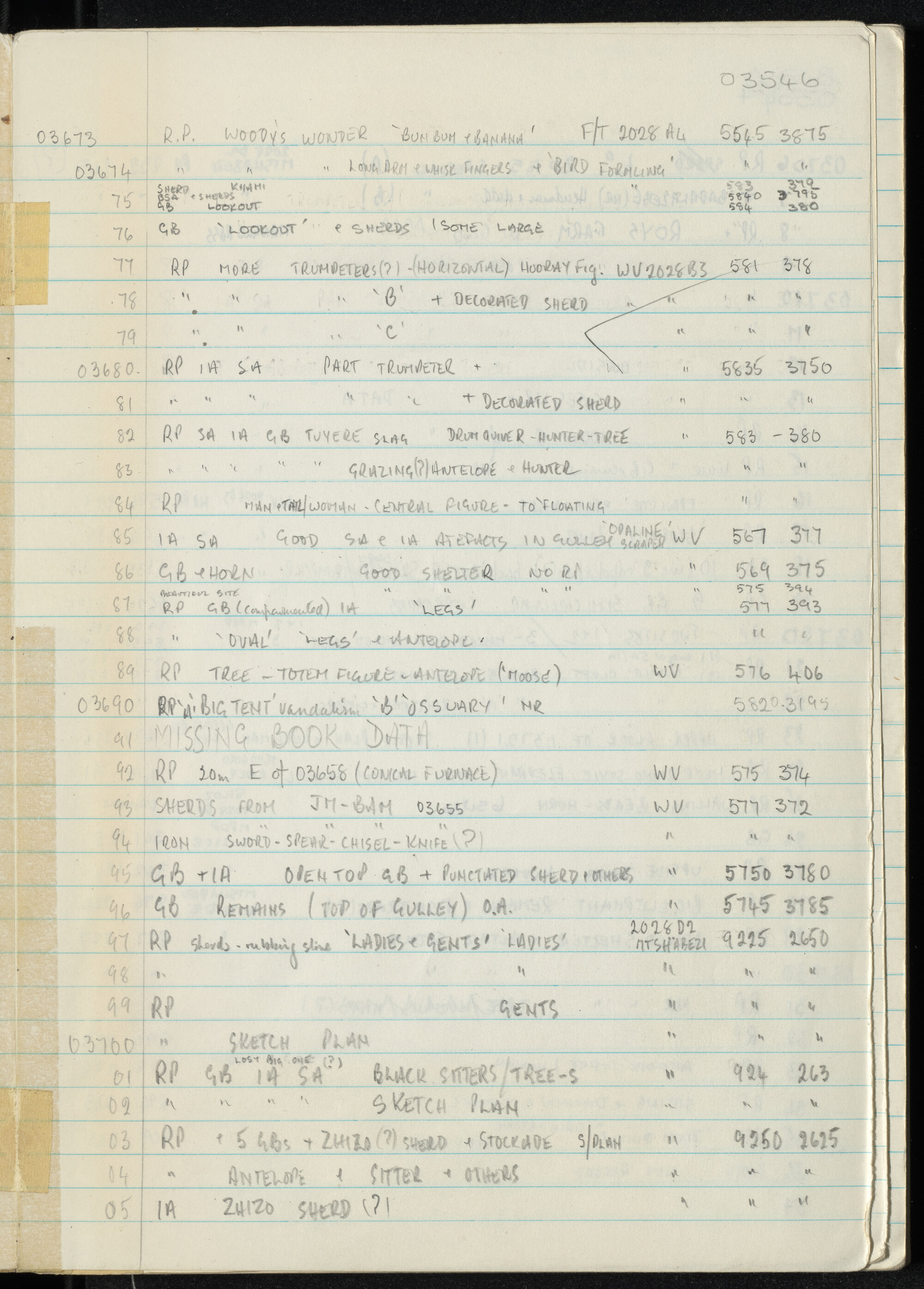 Peter Genge field notes. 03546