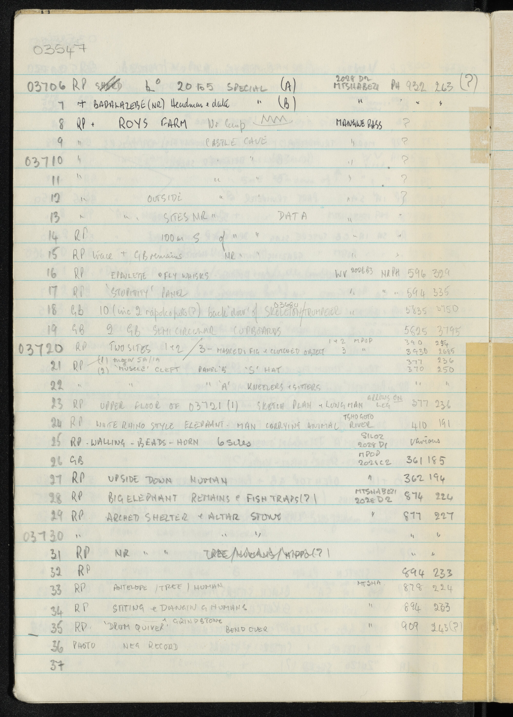 Peter Genge field notes. 03547