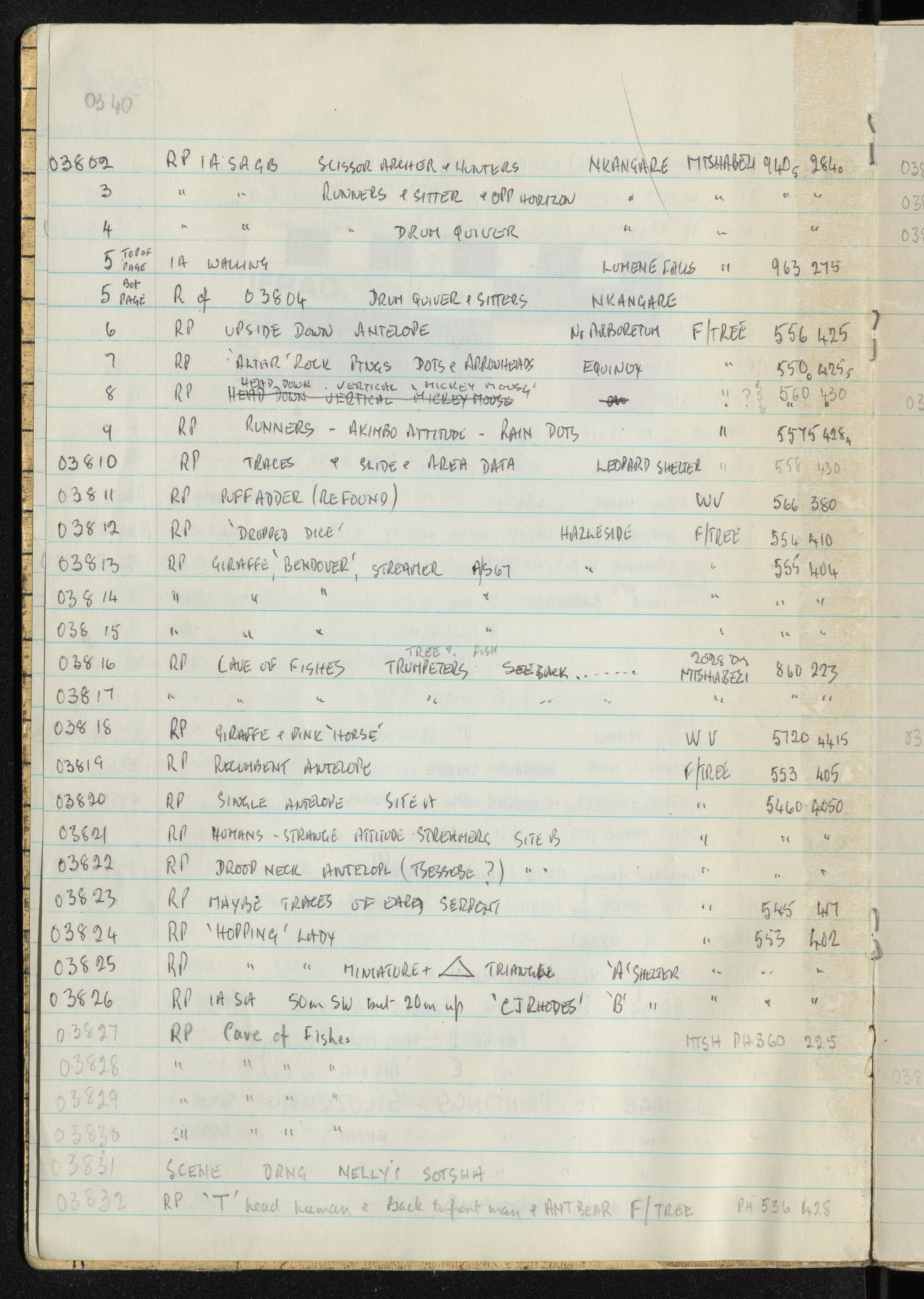 Peter Genge field notes. 03740