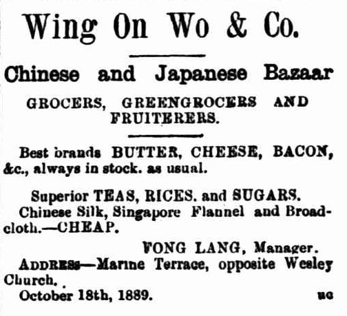 Wing on Wo advert 1889