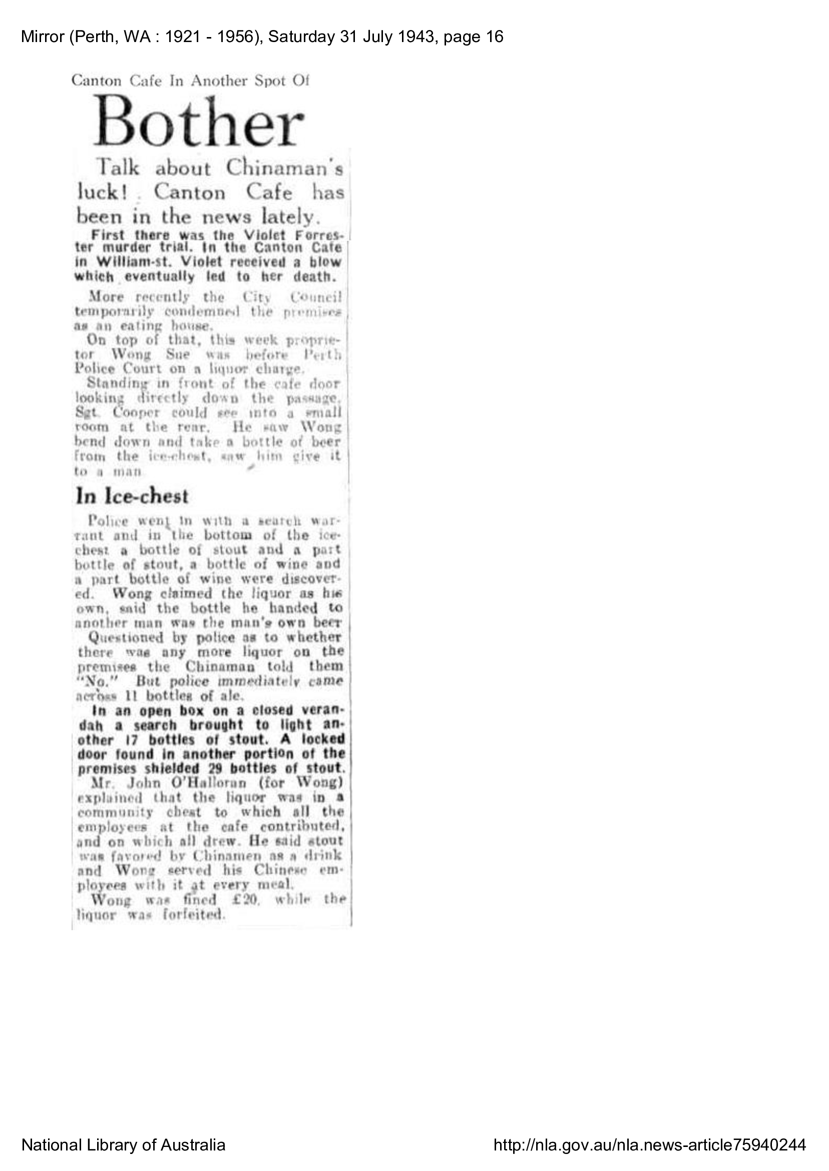 Canton Cafe 'Spot of Bother'