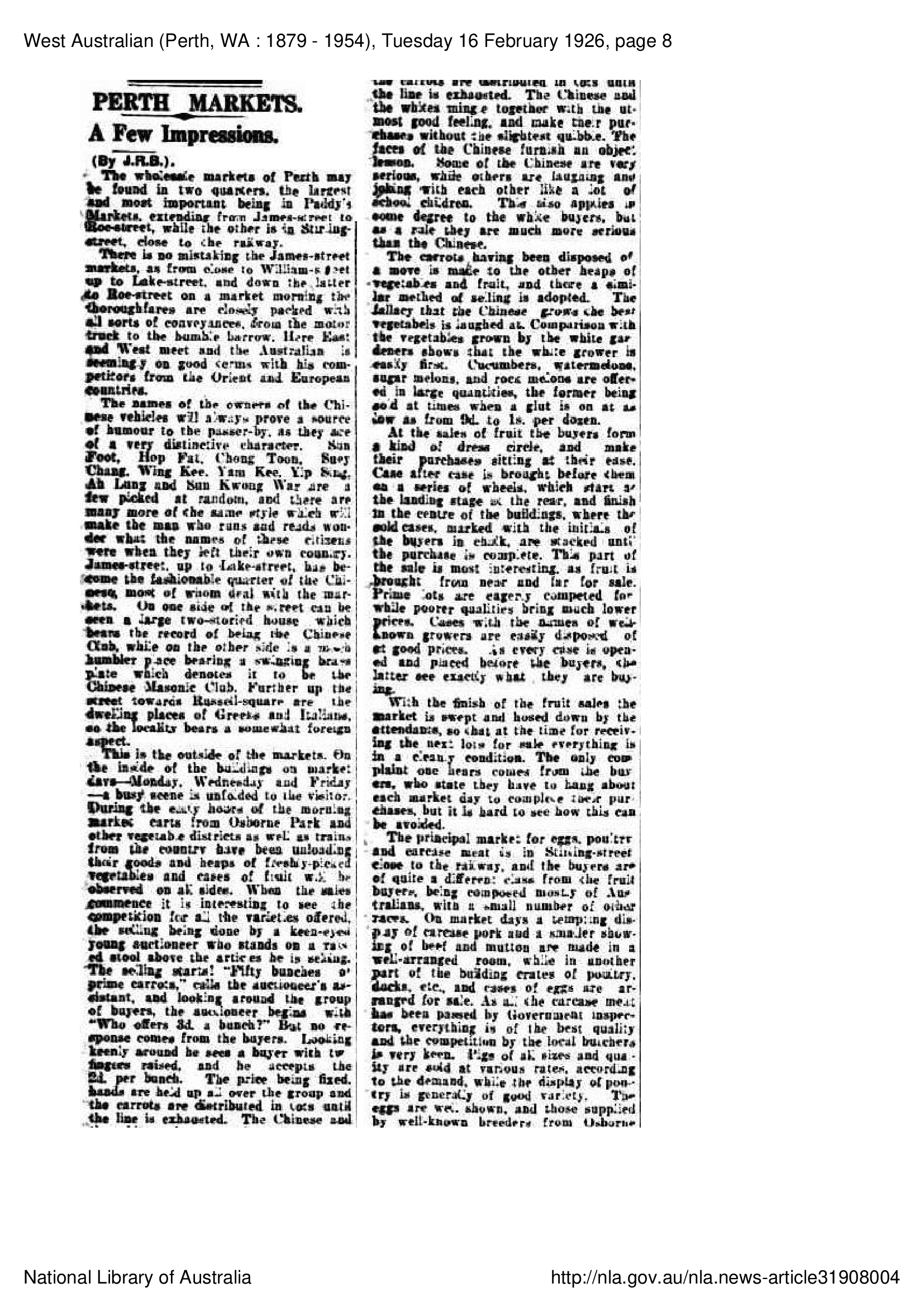 James St Markets - 1926