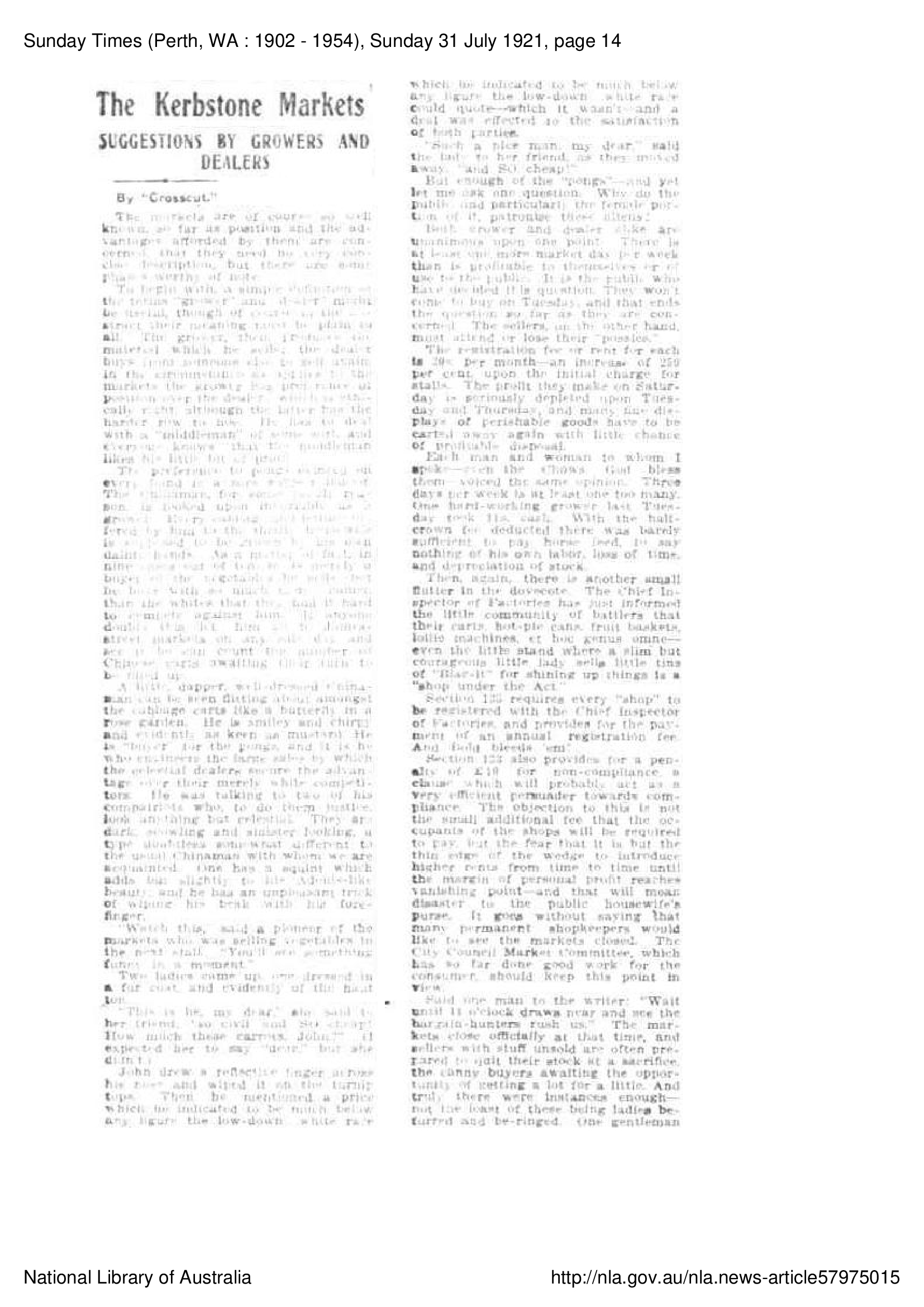 James St Markets - 1921