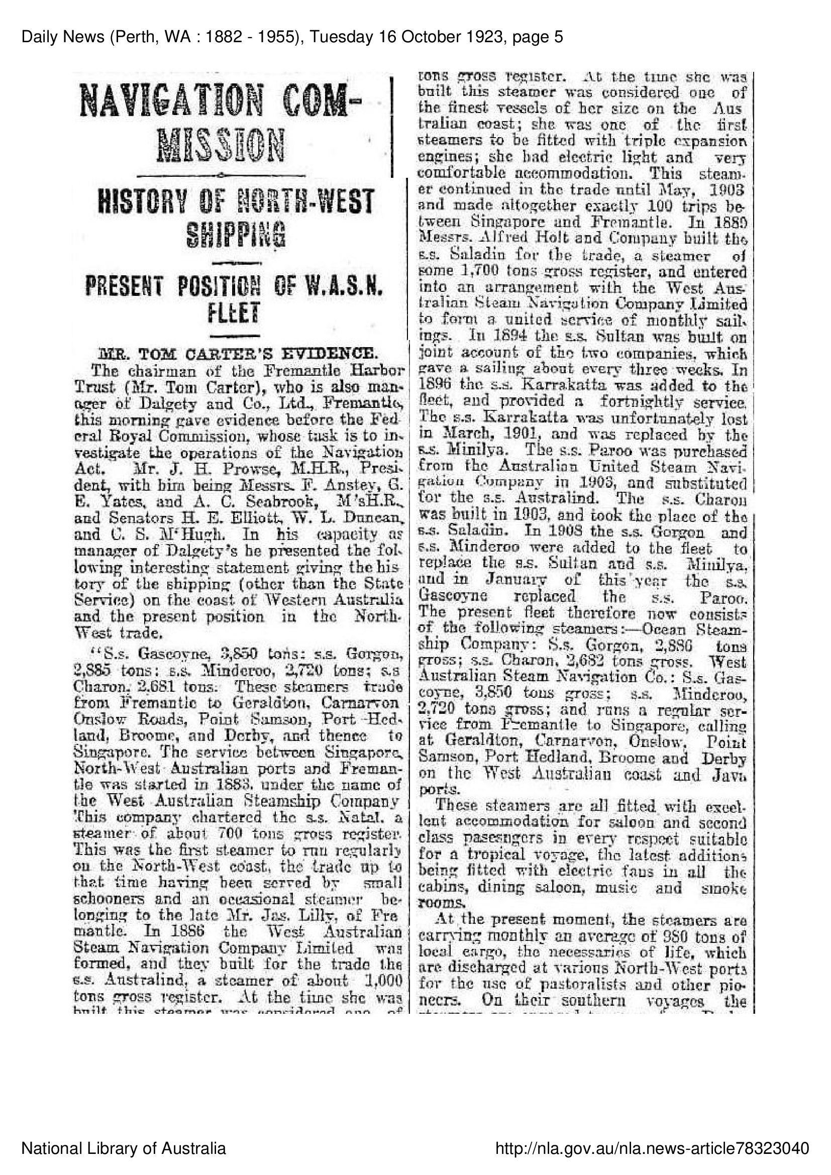 Navigation Commission - October 1923