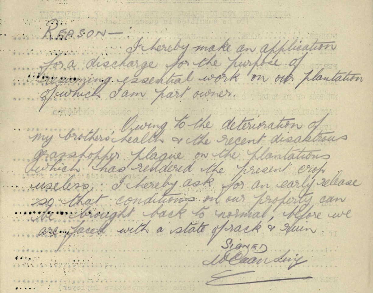 Winson Quan Sing - reason for discharge