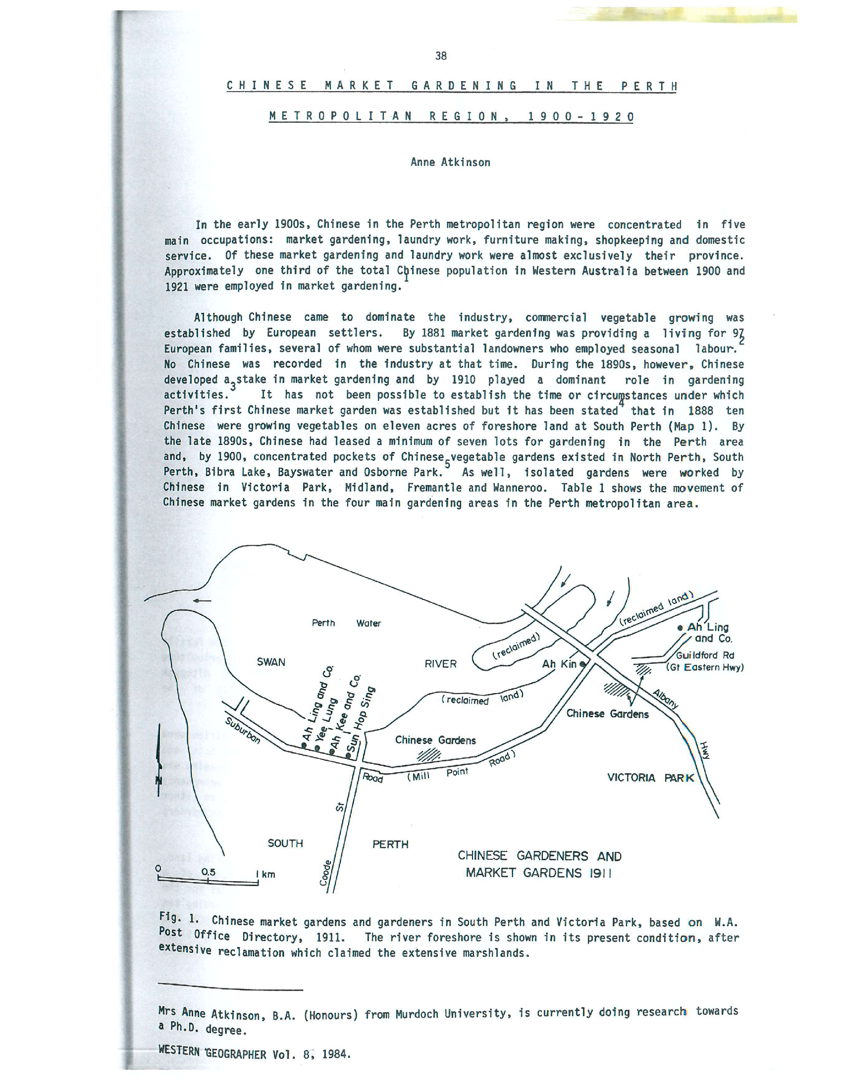 Anne Atkinson, Chinese Market Gardens, 1984 article