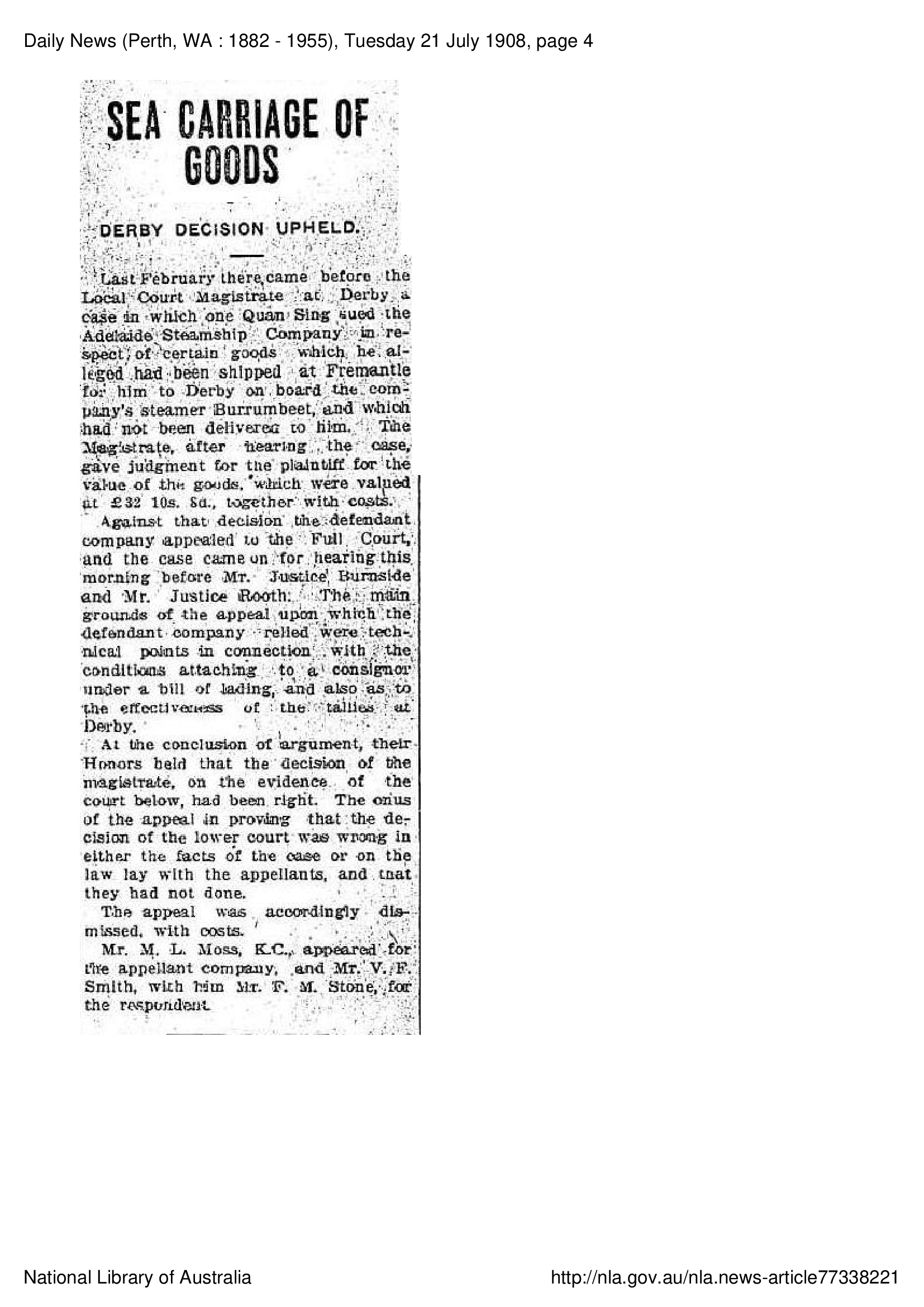 1908 - Sea Carriage of Goods