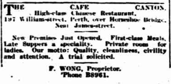 Cafe Canton - advertisement Oct 1929