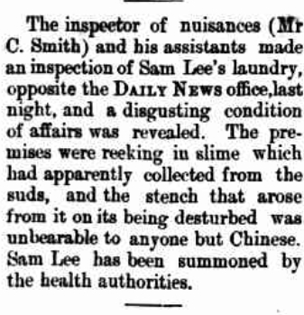 Sam Lee Laundry - September 1896 article