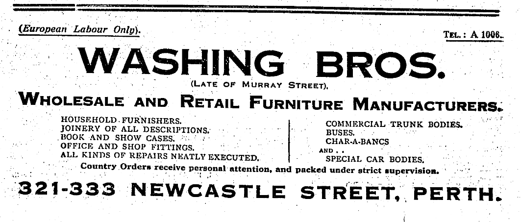 Washing Brothers - 1925 advertisement
