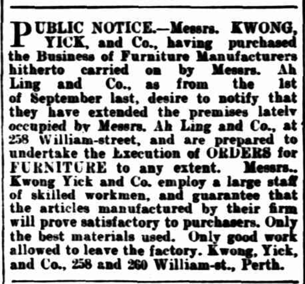 Kwong Yick &amp; Co. Advertisement -1900