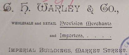 C H Warley - letterhead 1899