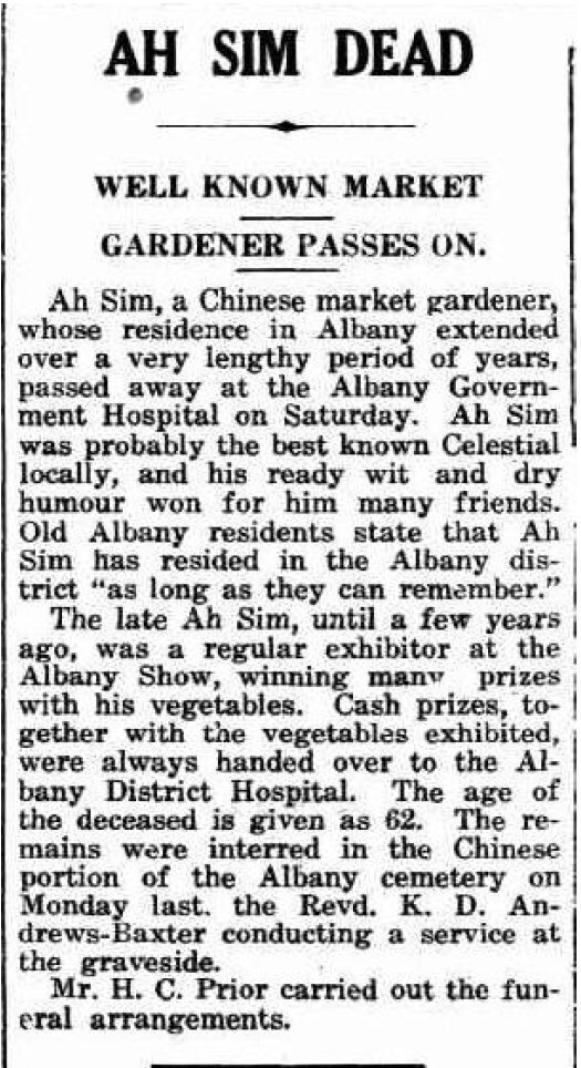 Obituary for Ah Sim