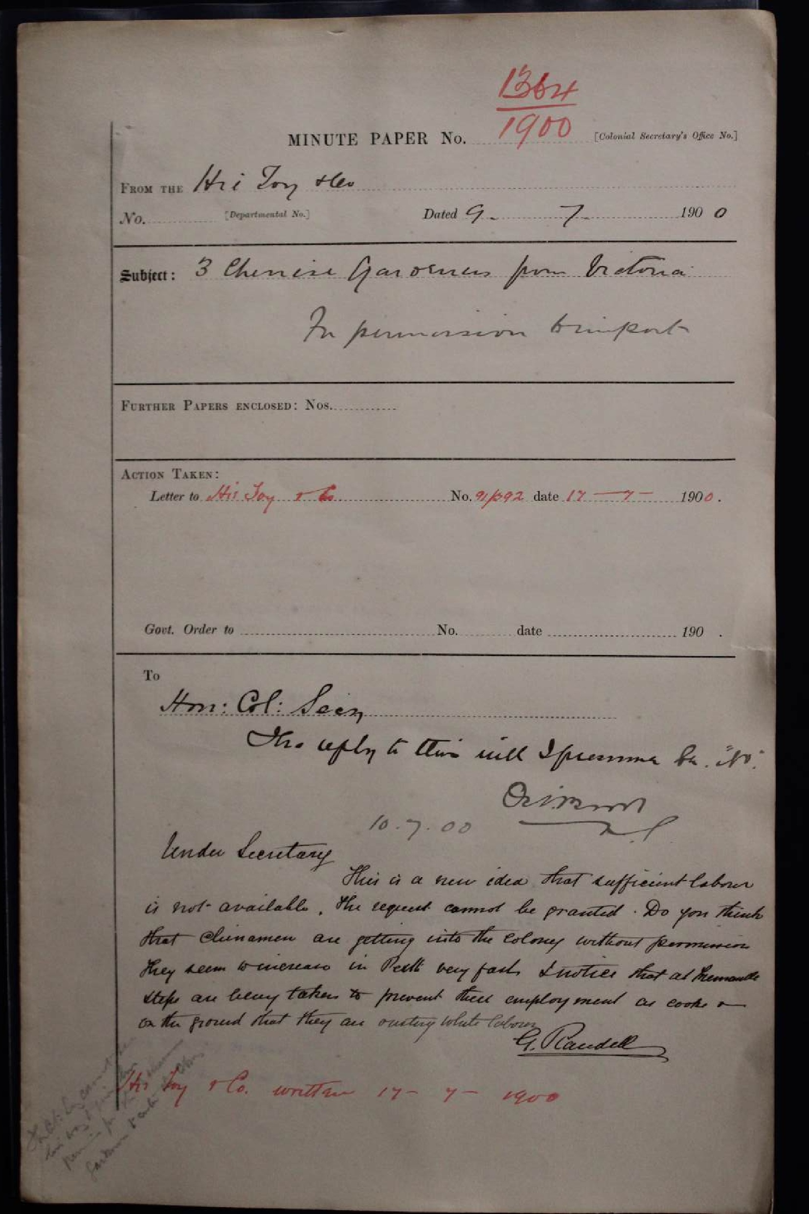 3 Chinese Gardeners from Victoria - 1900