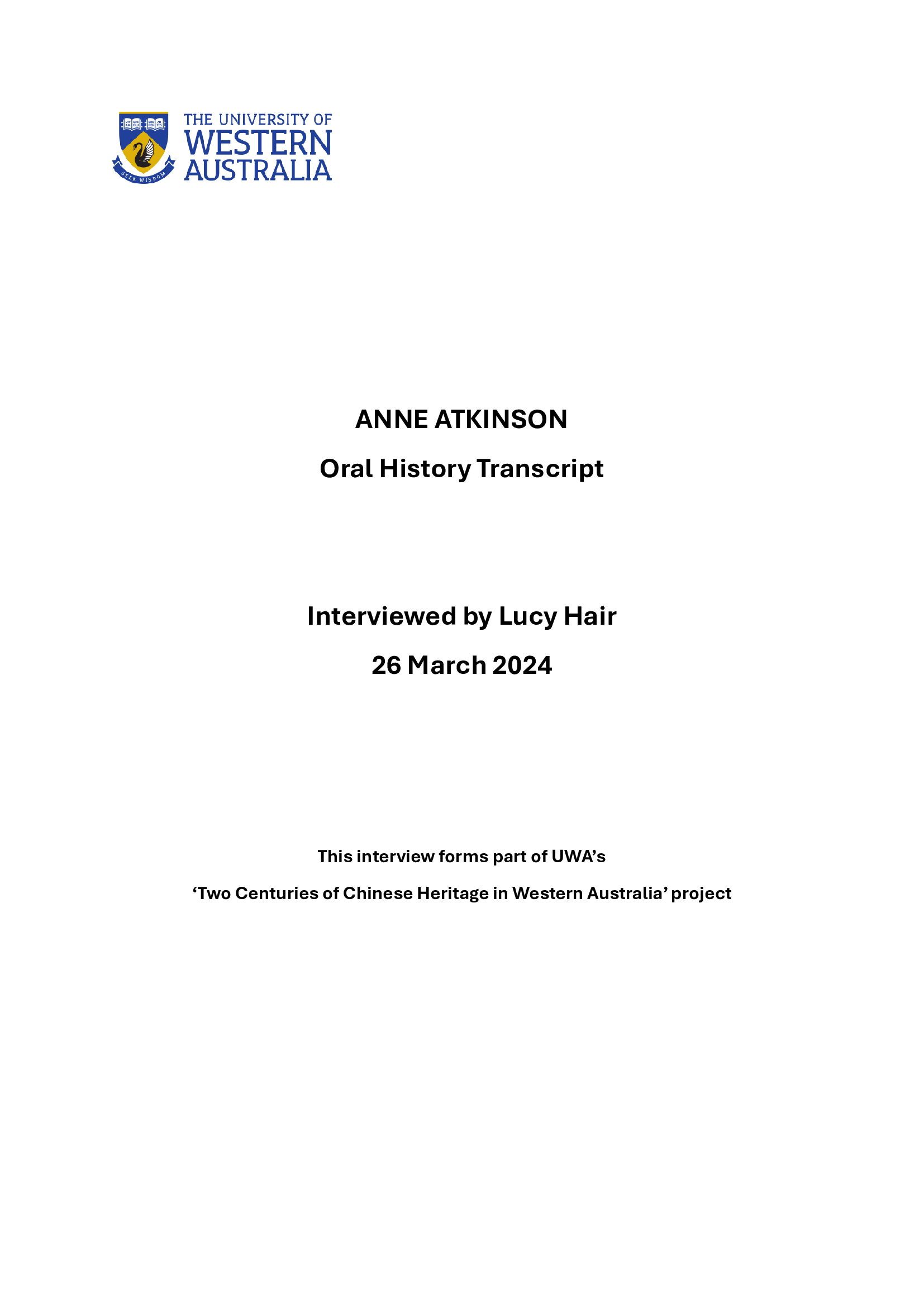 Oral History Transcript - Anne Atkinson