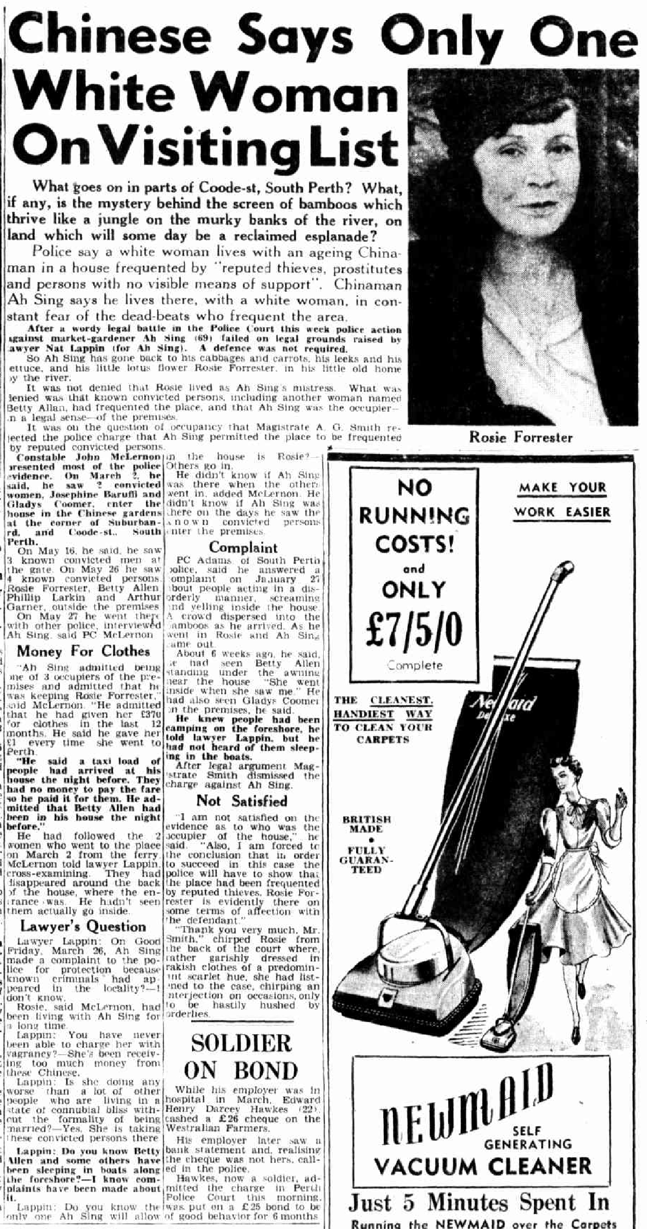 Chinese says only one white woman on visiting list