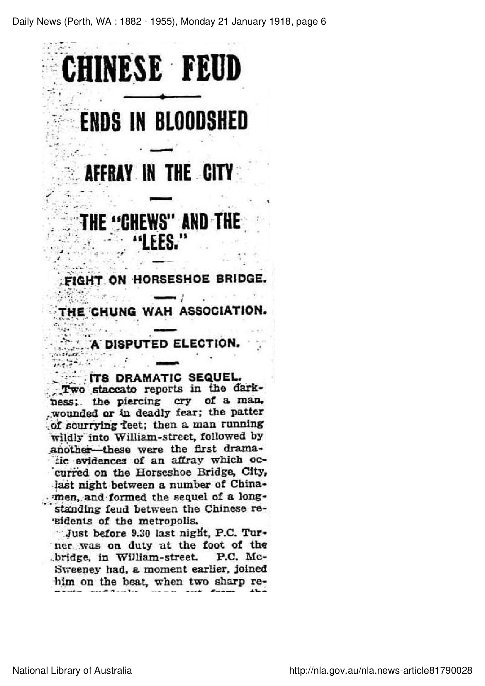 Chinese Feud Ends in Bloodshed 1918