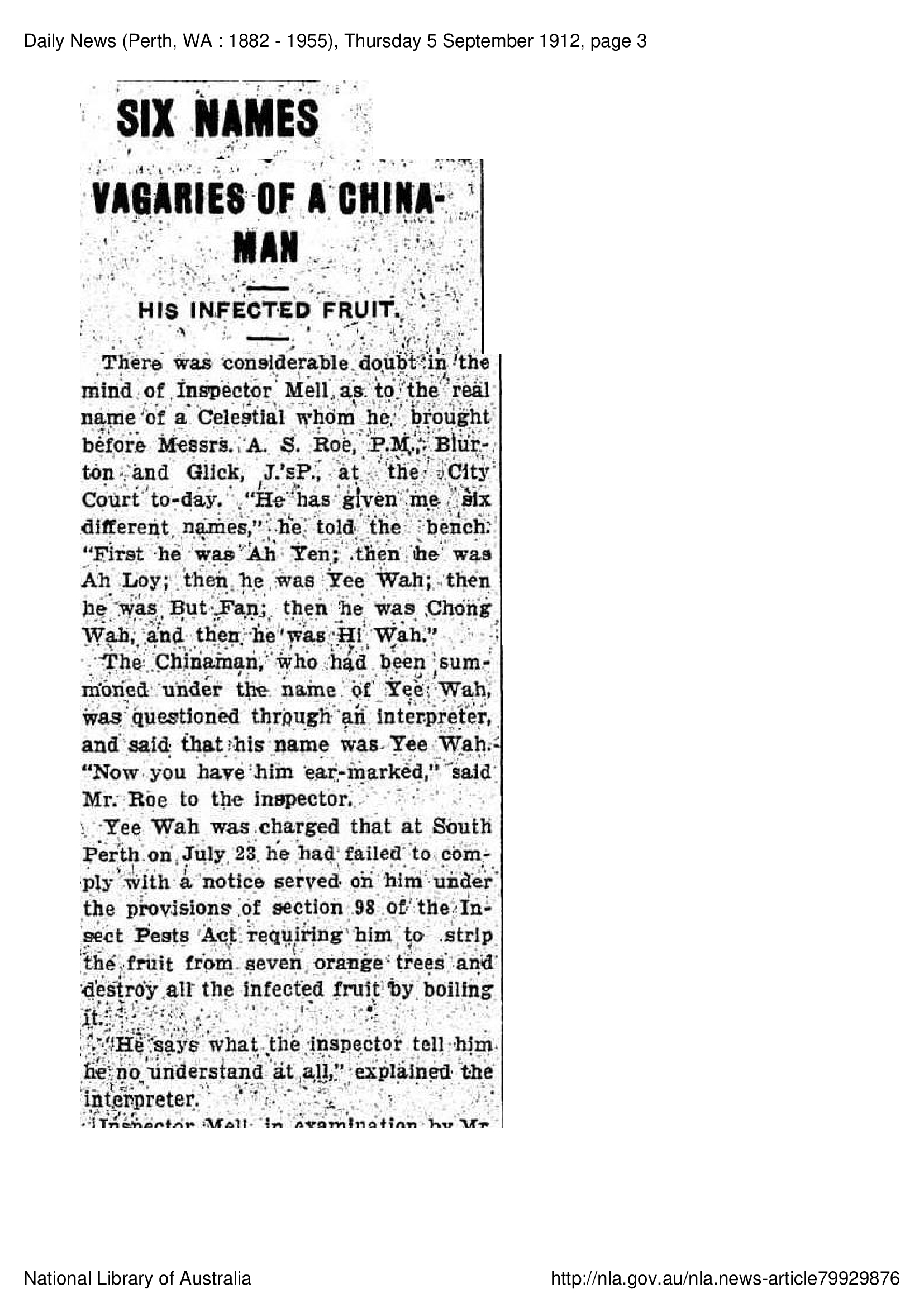 Six Names of a Chinaman