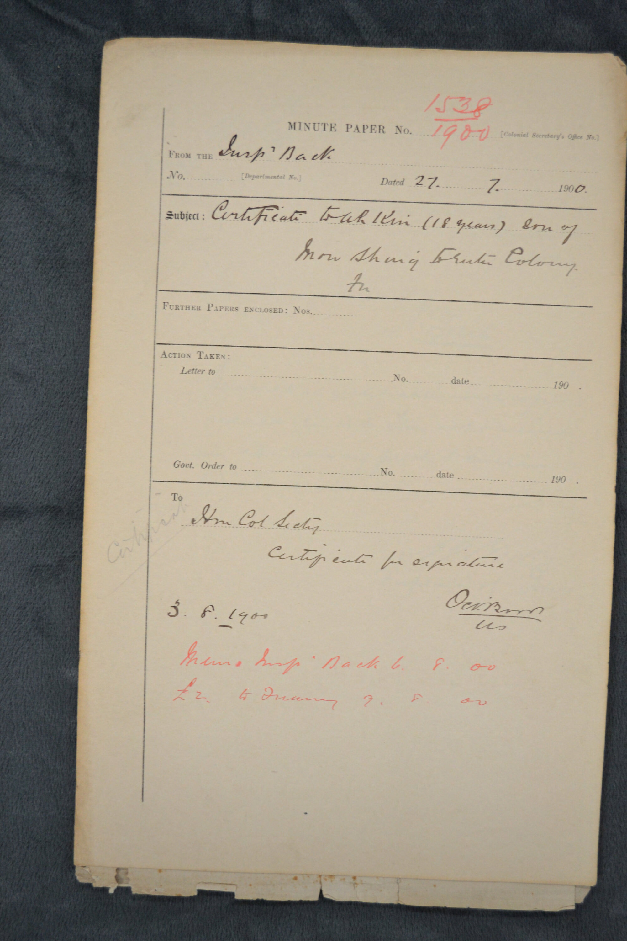 Ah Kin son of Mow Shing 1900-1538