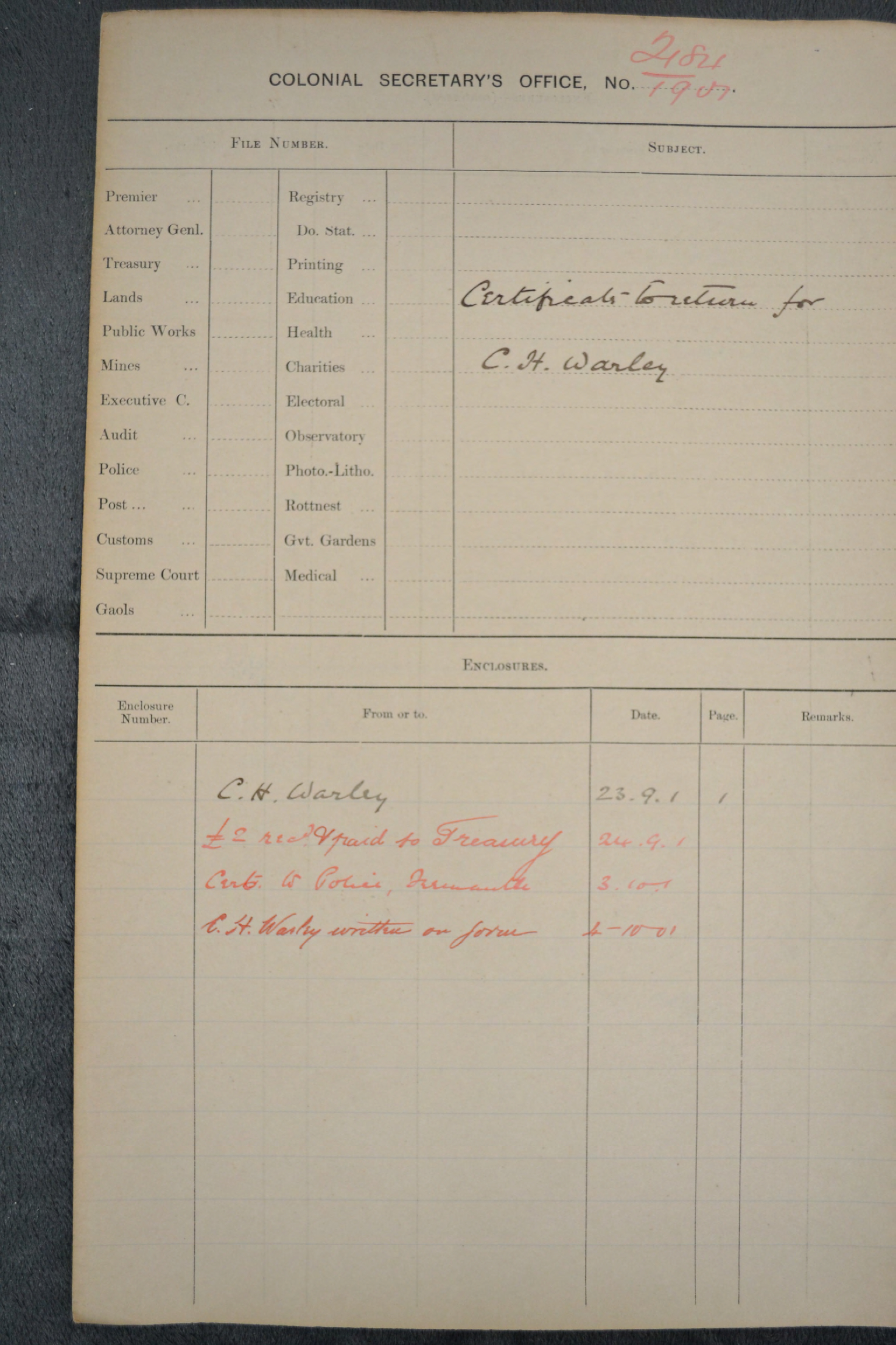 C H Warley 1901-2184