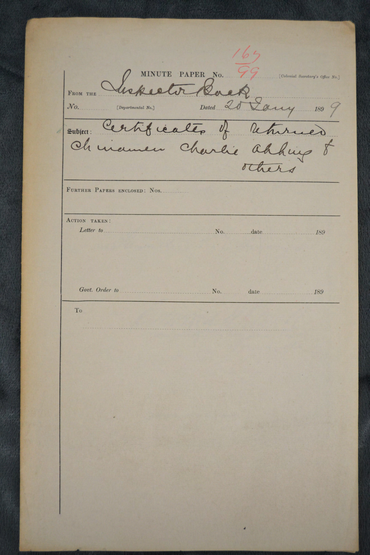 Charlie Ah Ling, Ah Sam &amp; Ah Quong 1899-167