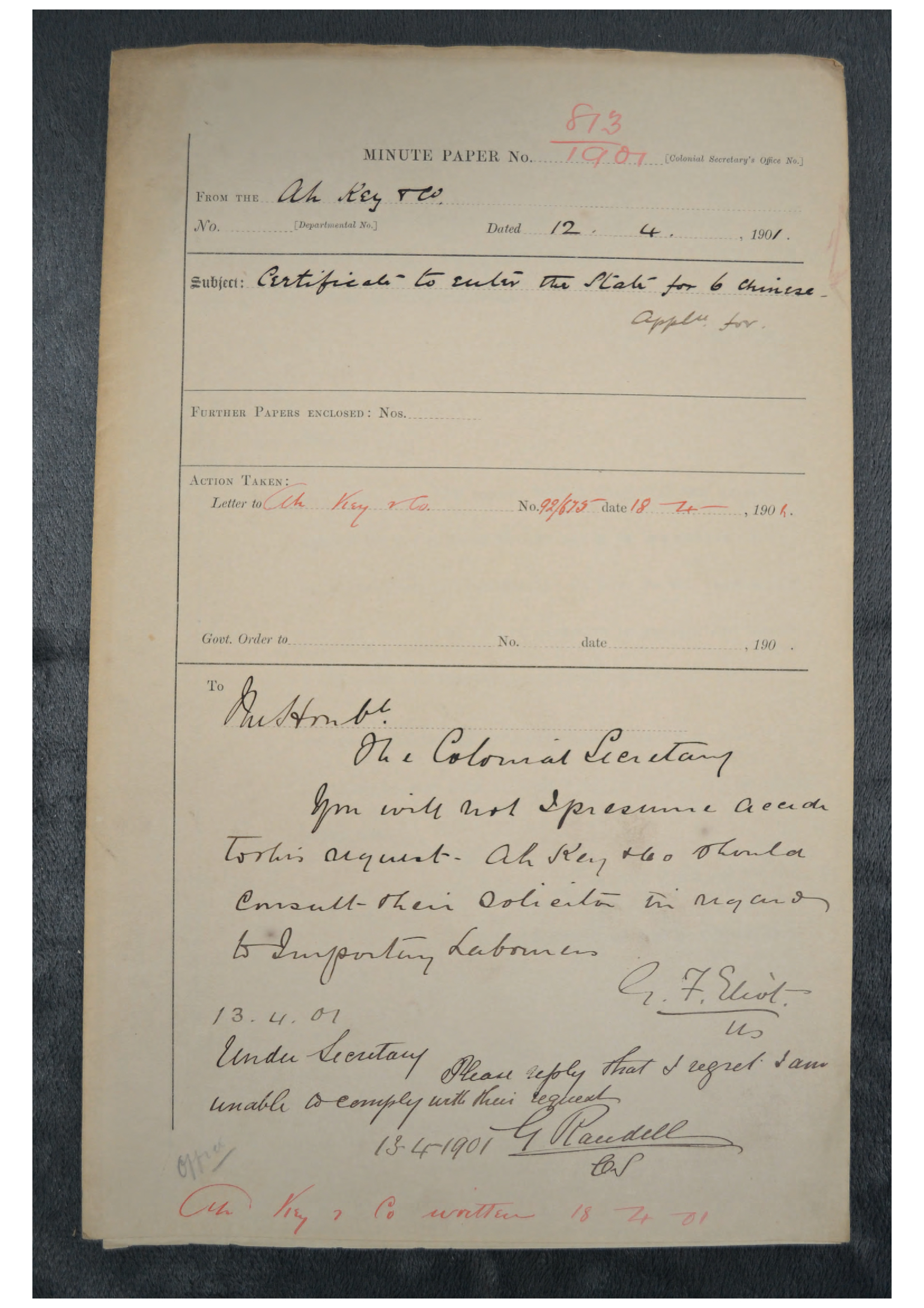 W Ah Key &amp; Co 1901-813