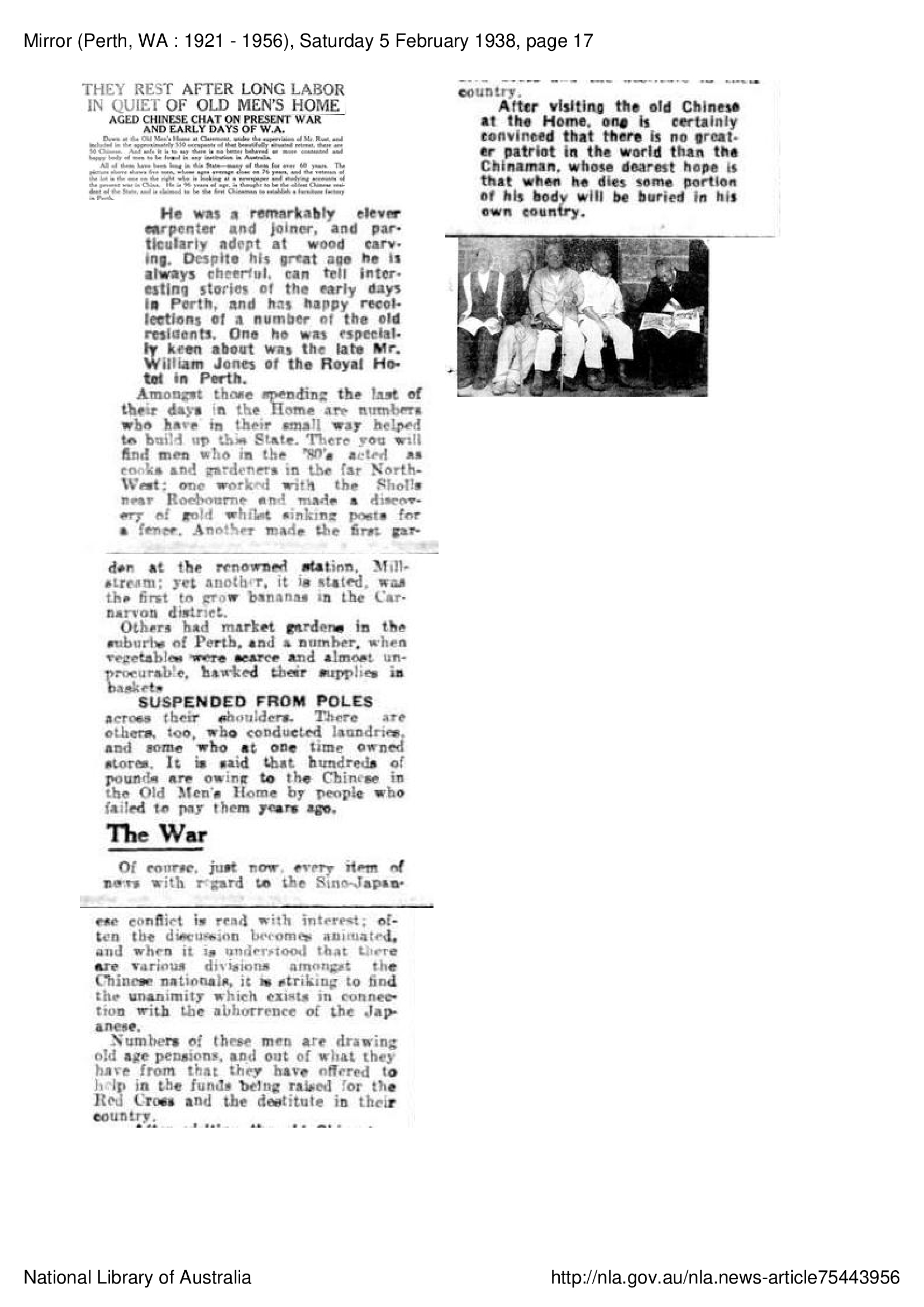 They Rest After Long Labour in Quiet of Old Men's Home - 1938