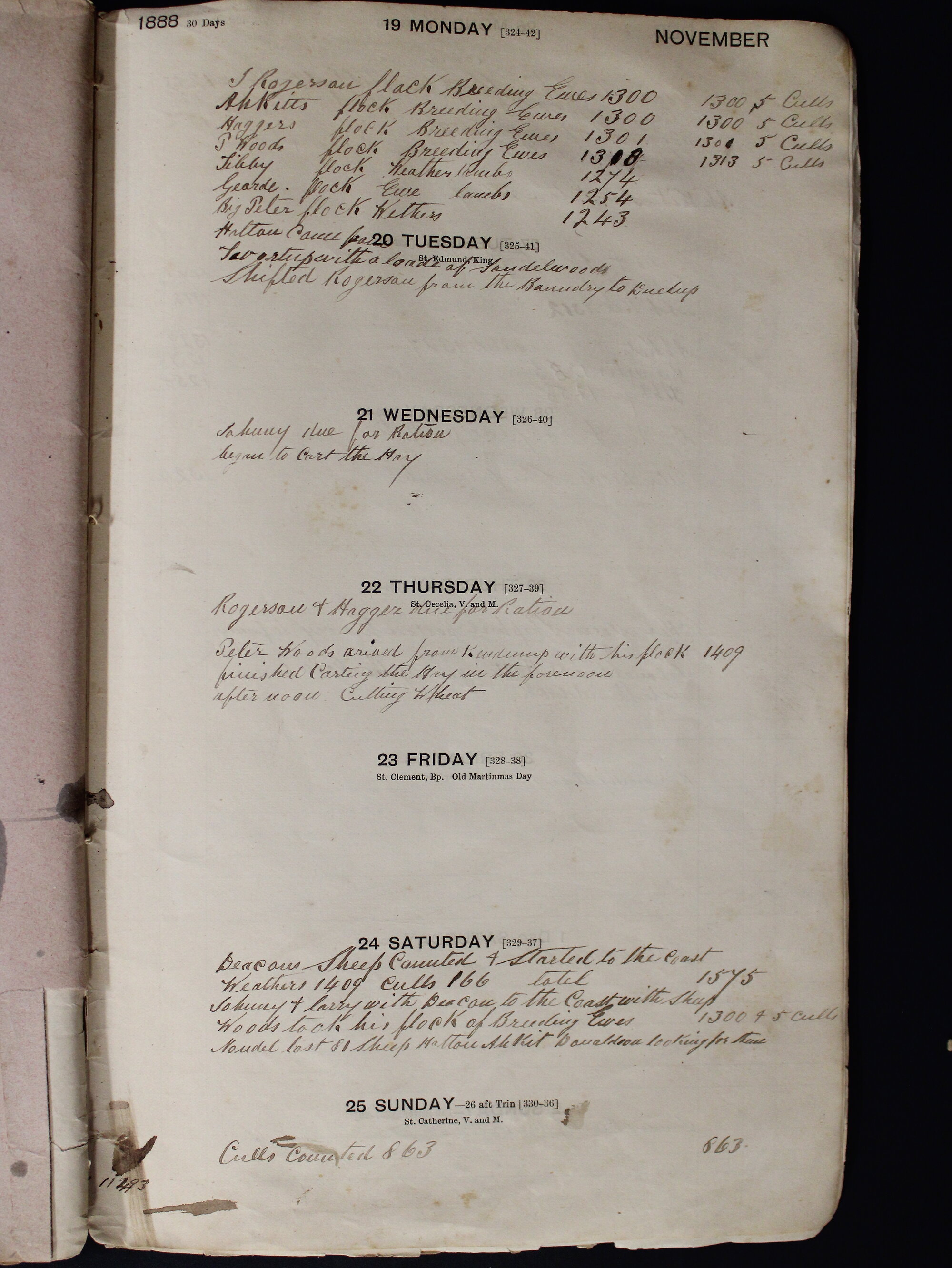 Jerramungup farm diary 19-25 November 1888