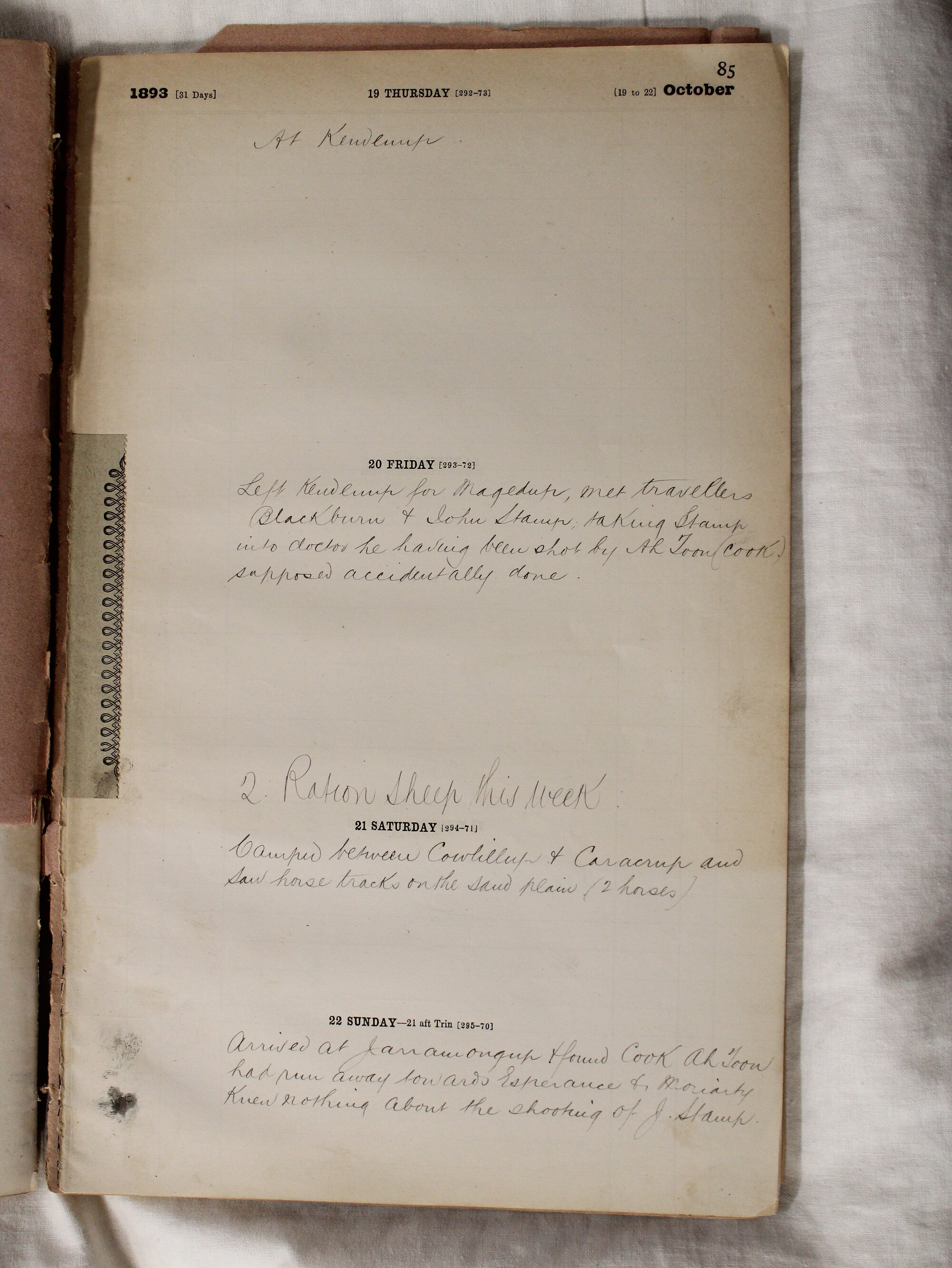 Jerramungup farm diary 19-22 October 1893