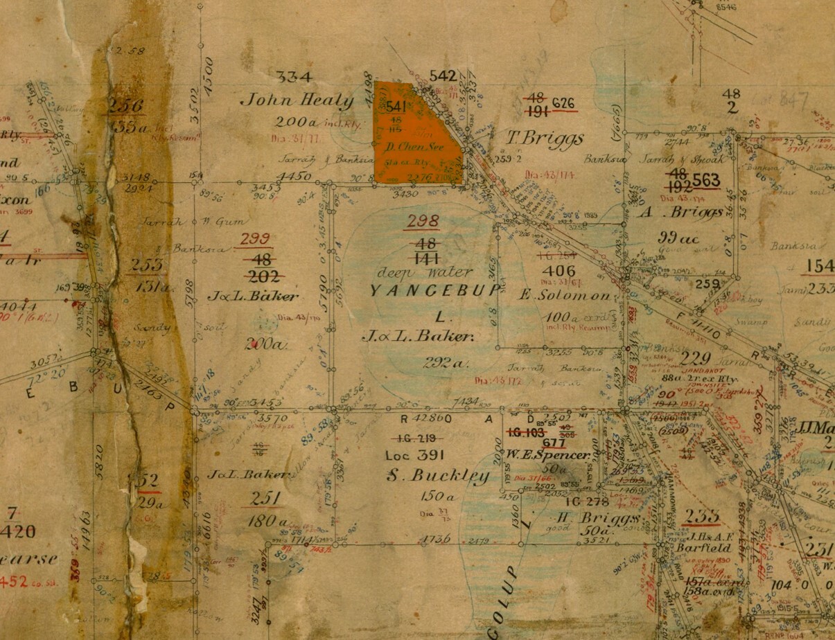 Map showing the location of Chen See David lands at Lake Yangebup.