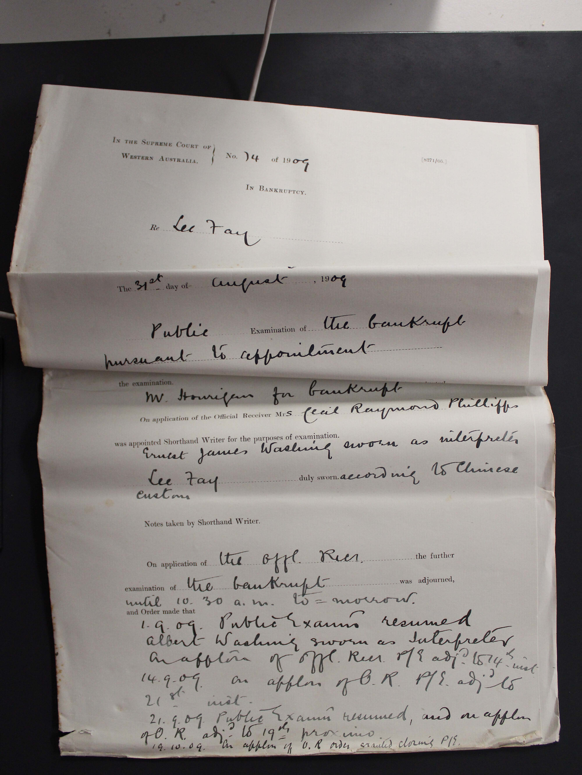 SRO File 'Lee Fay partnership with Lee Yin' bankruptcy