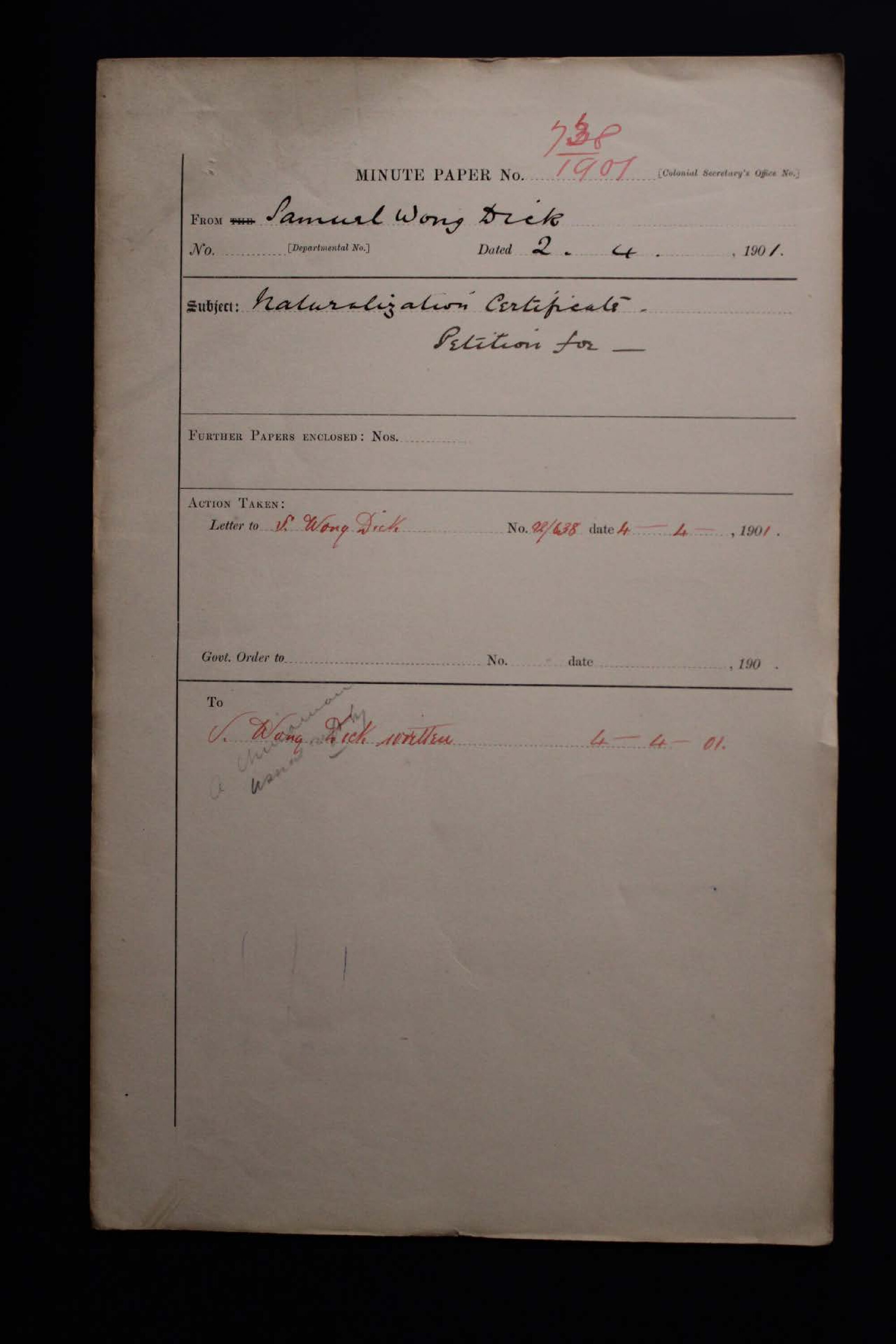 Samuel Wong Dick 1901-0738