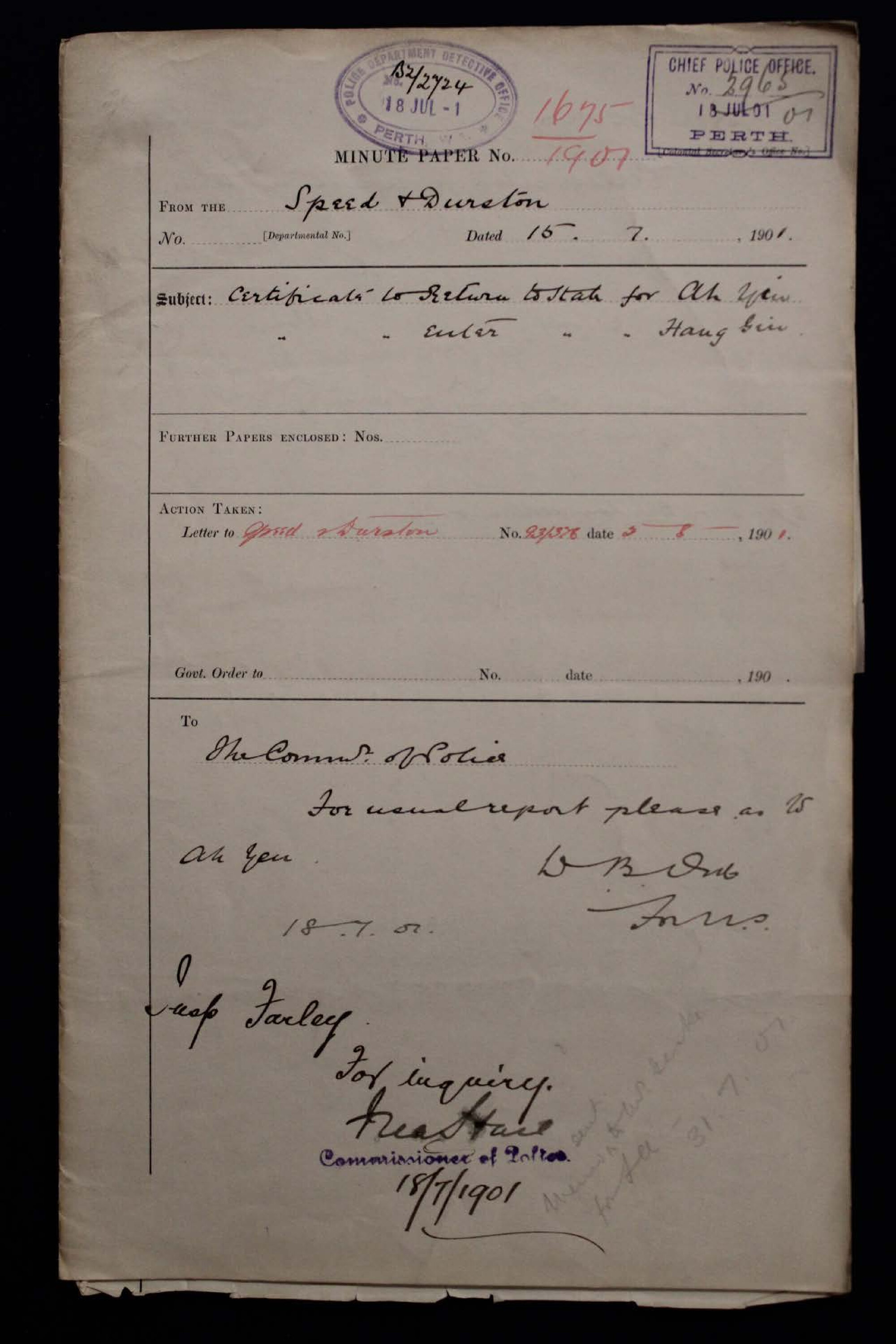 Ah Yin, Hang Gin 1901-1675