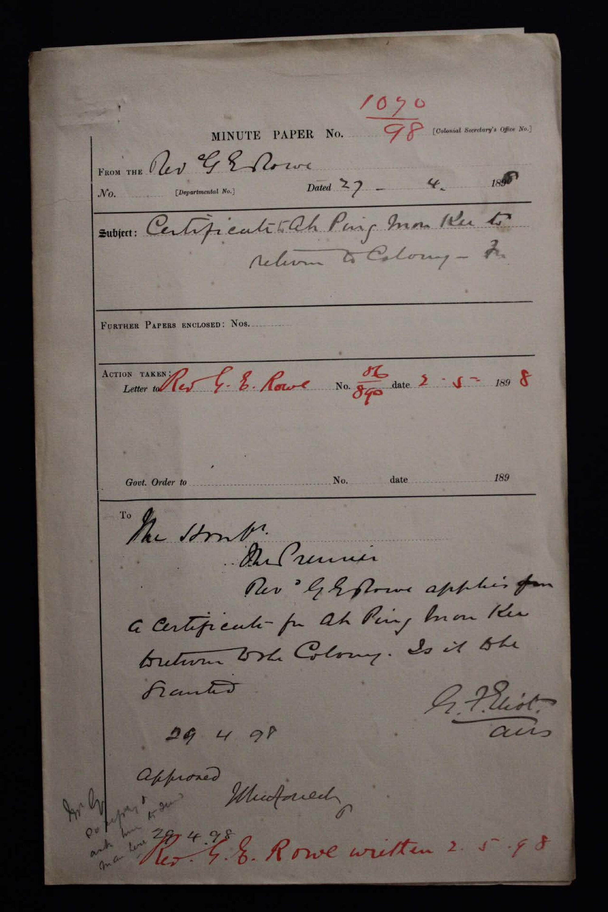 Ah Ping Mon Kee 1898-1070