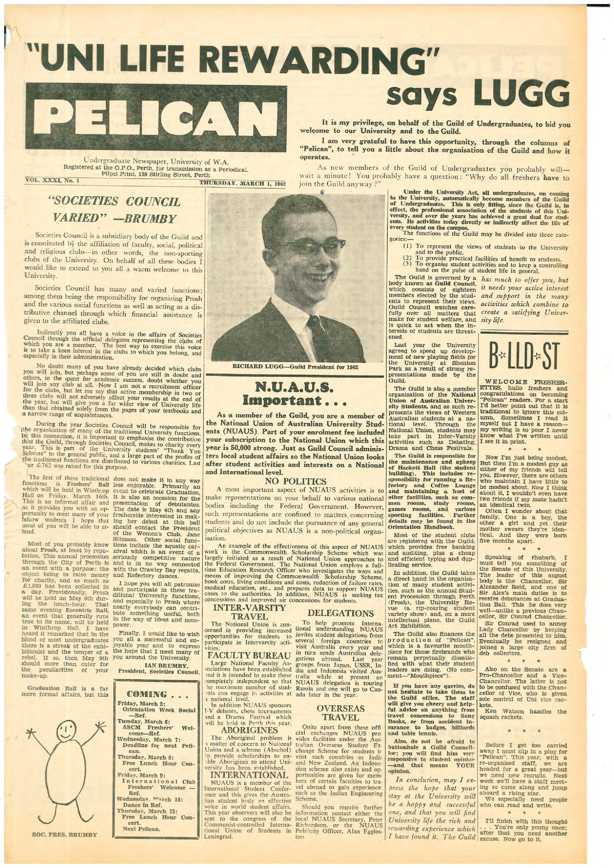 The Pelican, Vol. 31, no. 1 (March 1 1962)