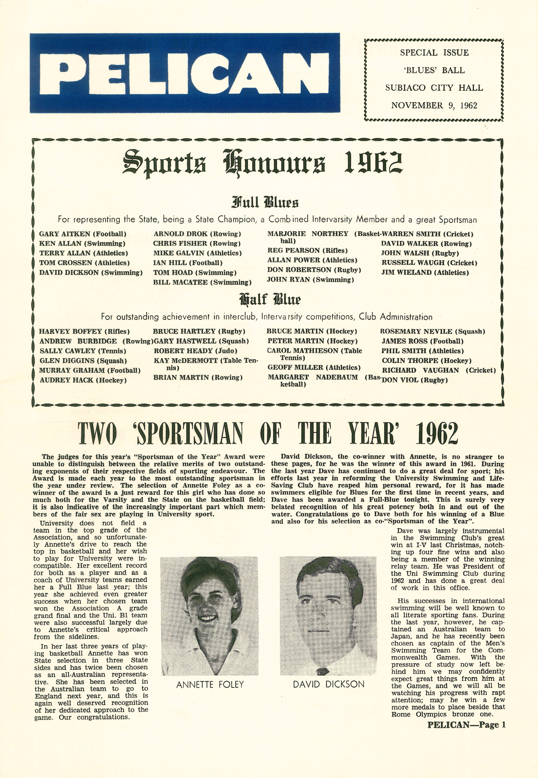 The Pelican, Vol. 33, Special Pelican Blues (November 9 1962)