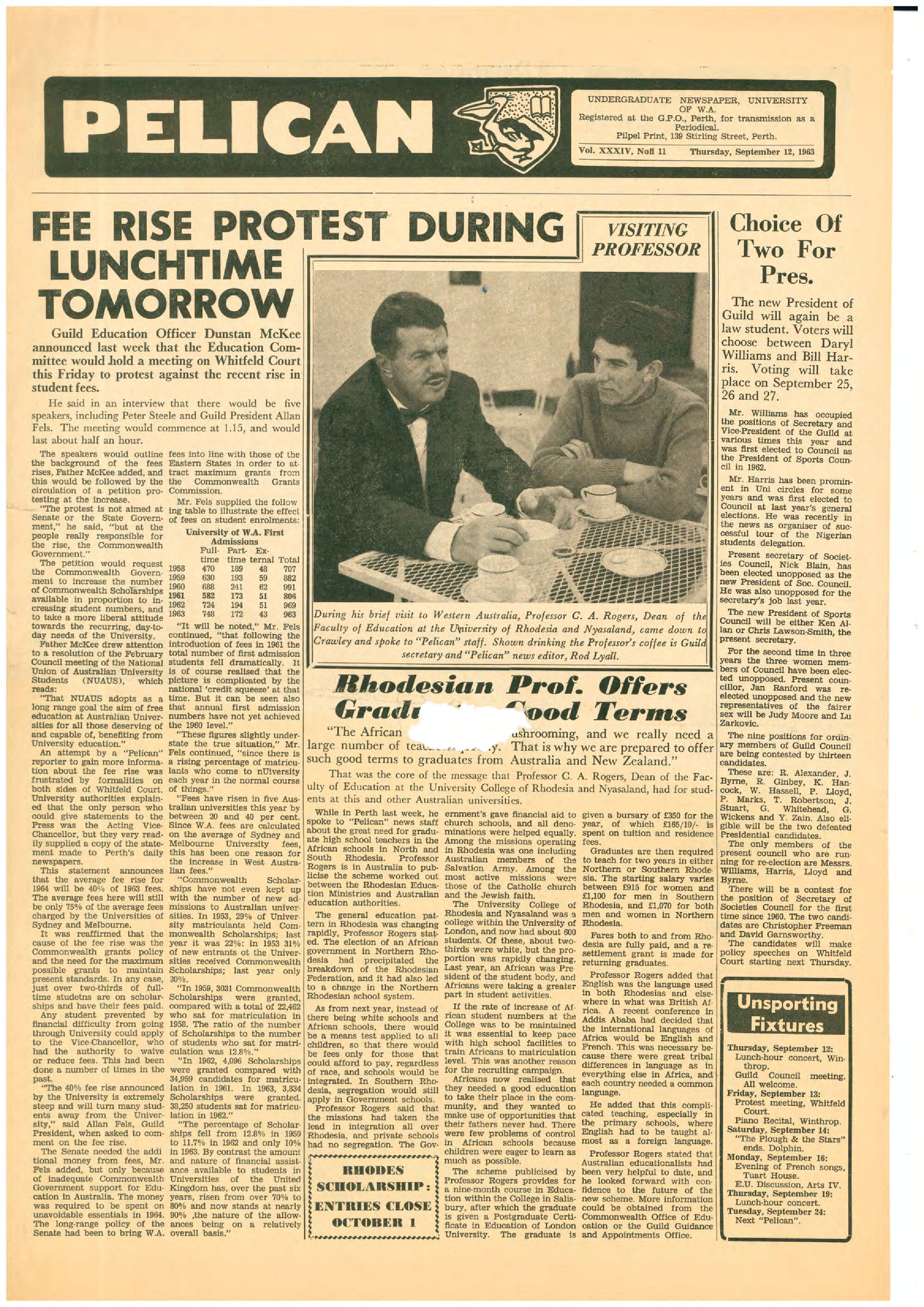 The Pelican, Vol. 34, no. 11 (September 12 1963)