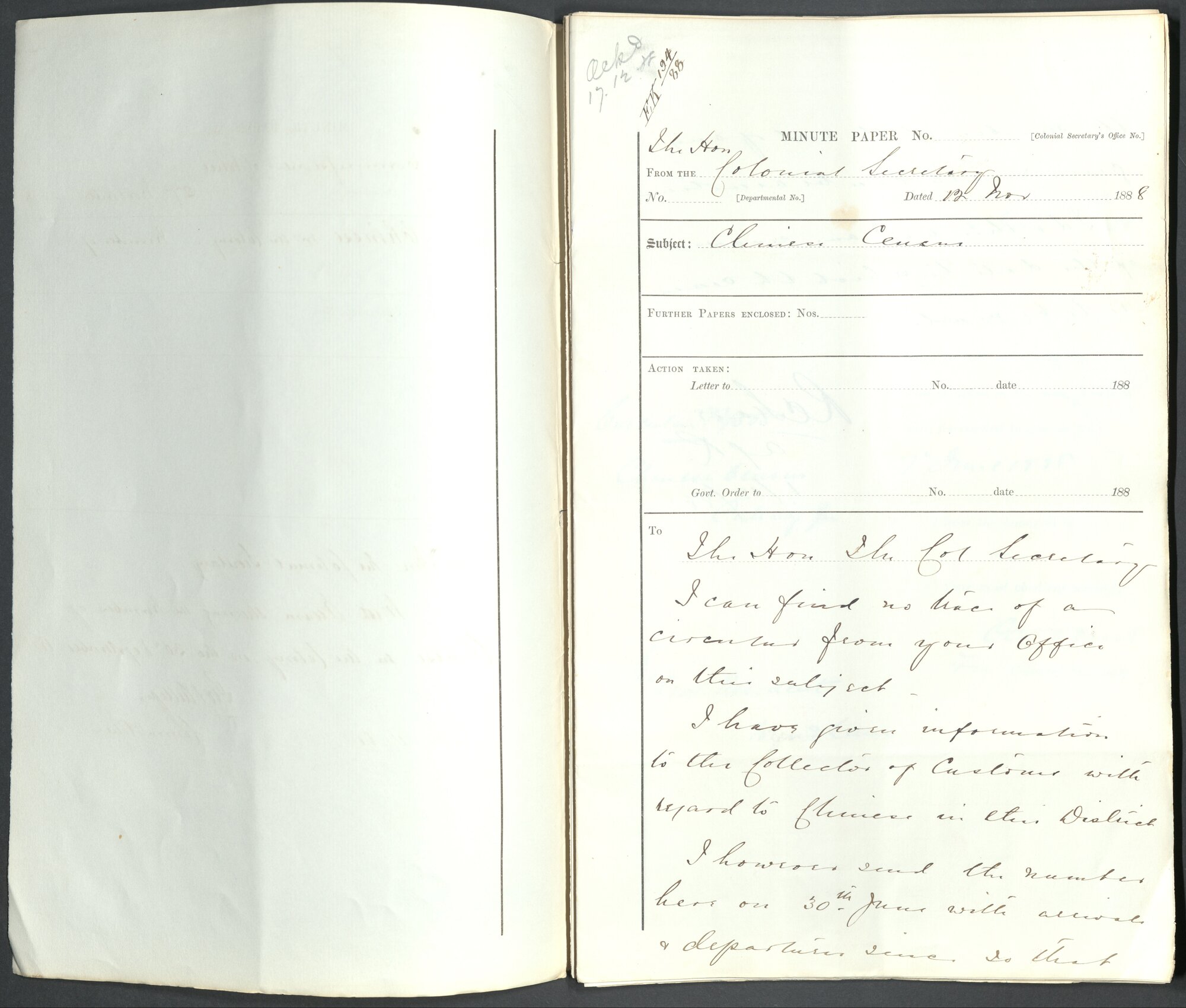 Page11 1888, Collector of Customs - Return of Chinese