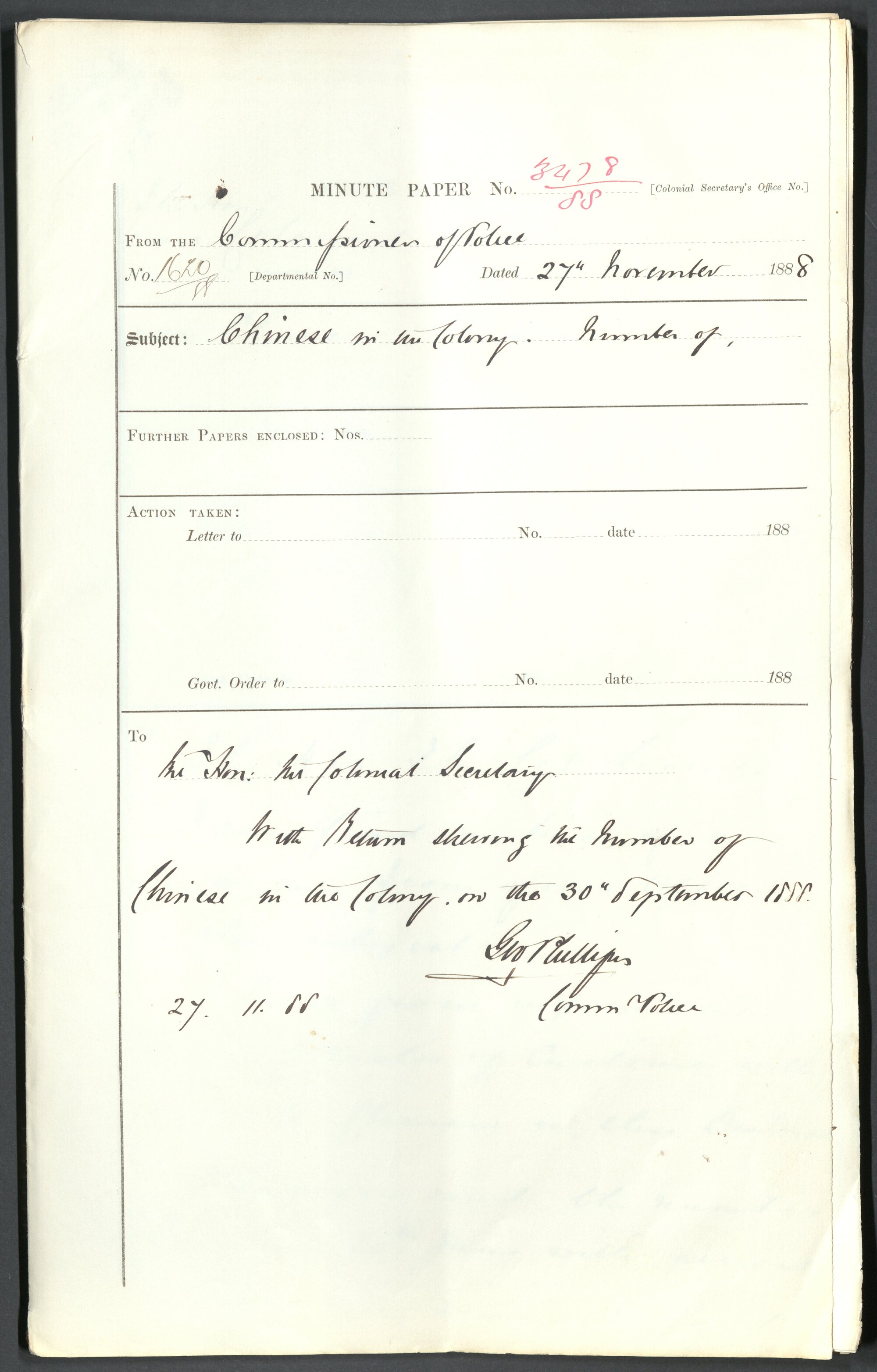 Page10 1888, Collector of Customs - Return of Chinese